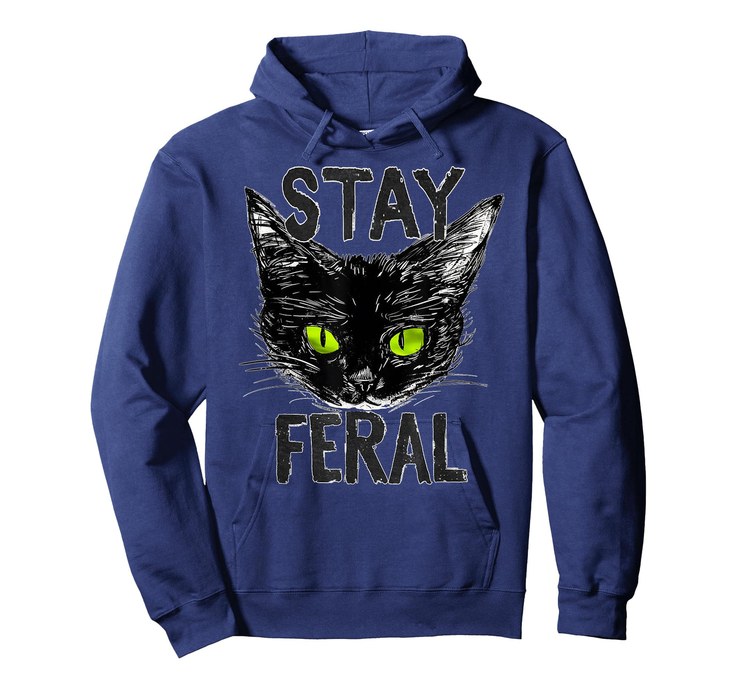 Stay Feral Black Cat with Glowing Green Eyes Gen Xer Tribute T-Shirt