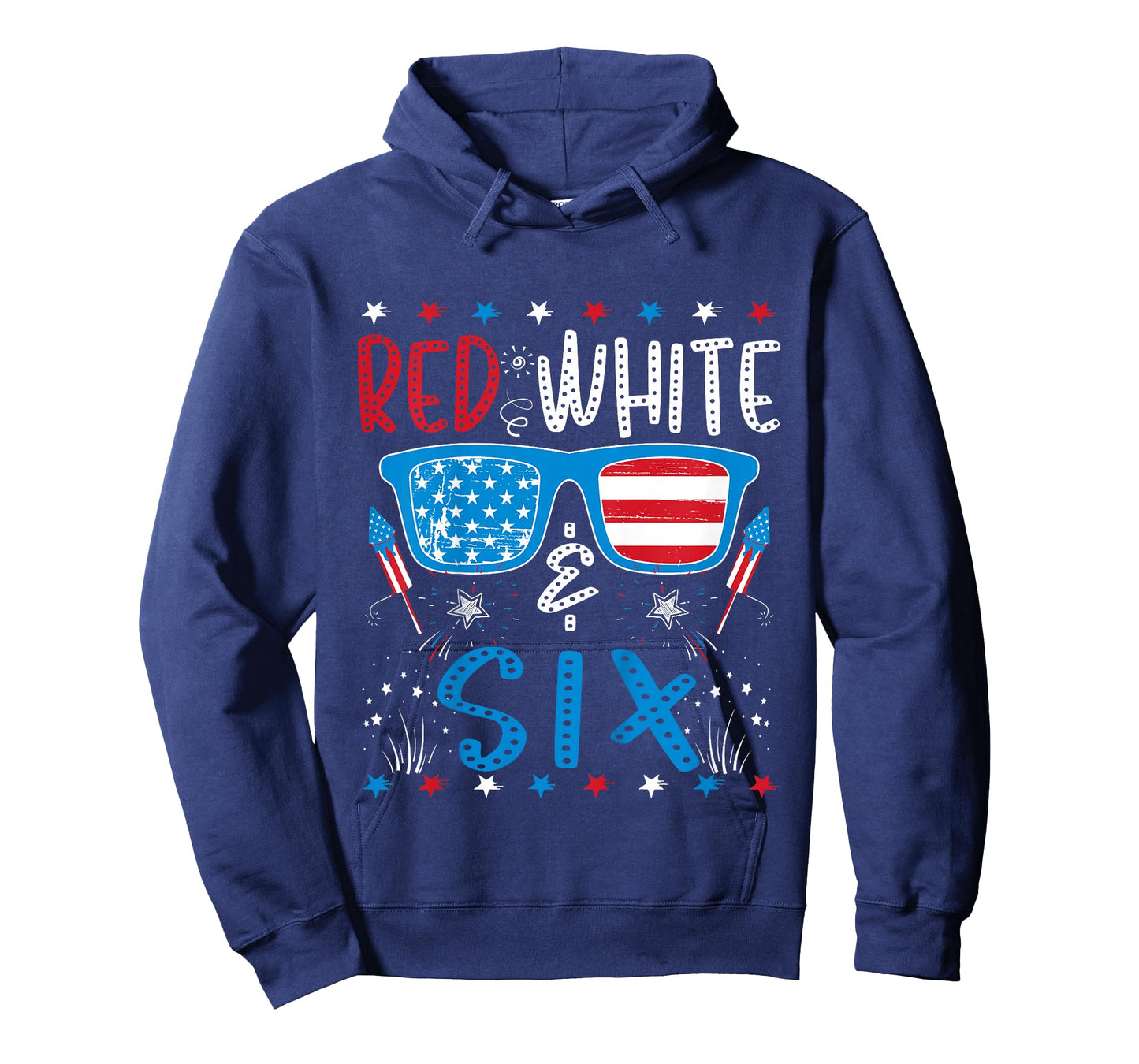 Red White & Six Funny 6th Birthday 4th Of July Boys Girls T-Shirt