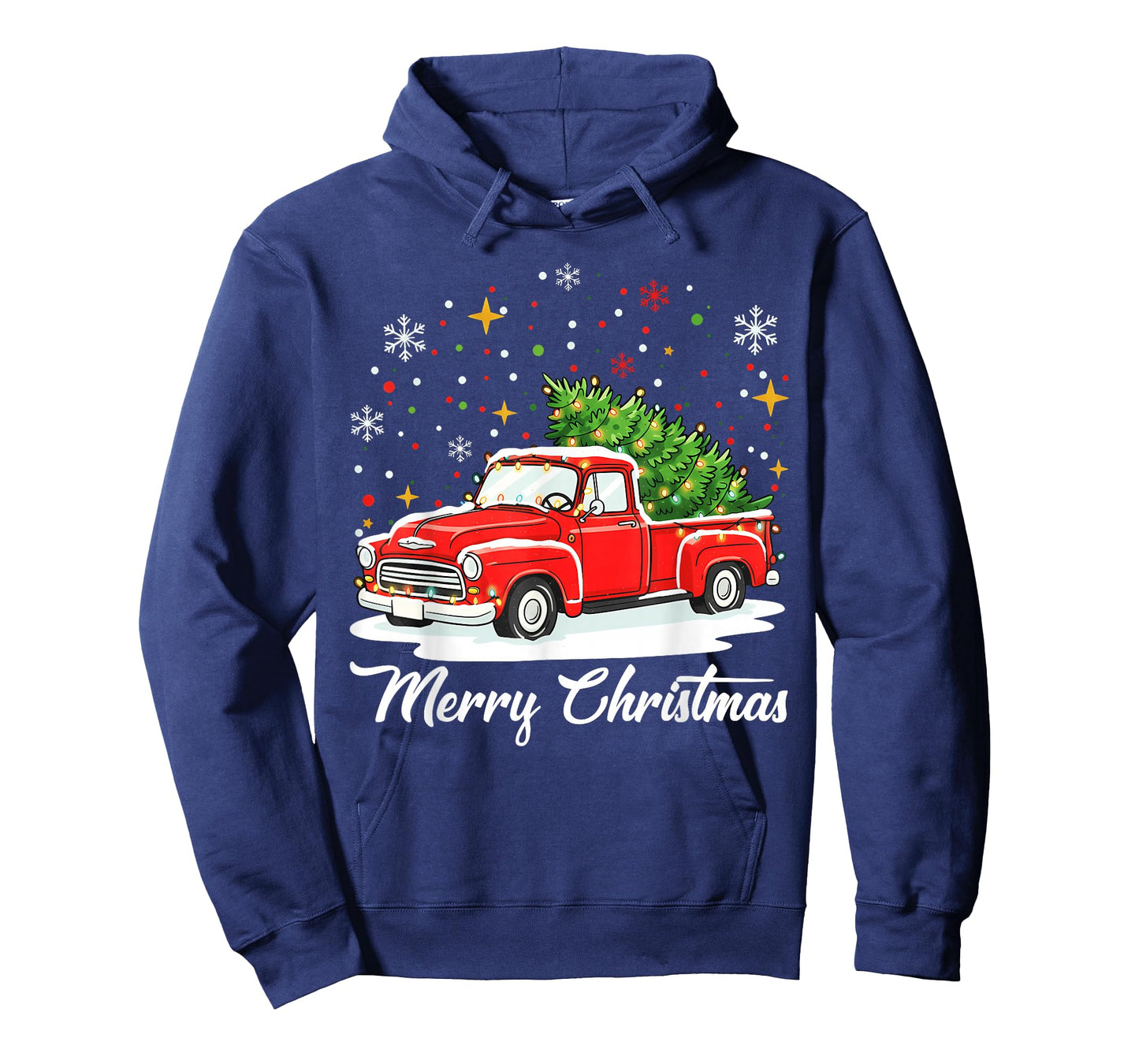 Vintage Merry Christmas Red Truck Xmas Tree Family T-Shirt