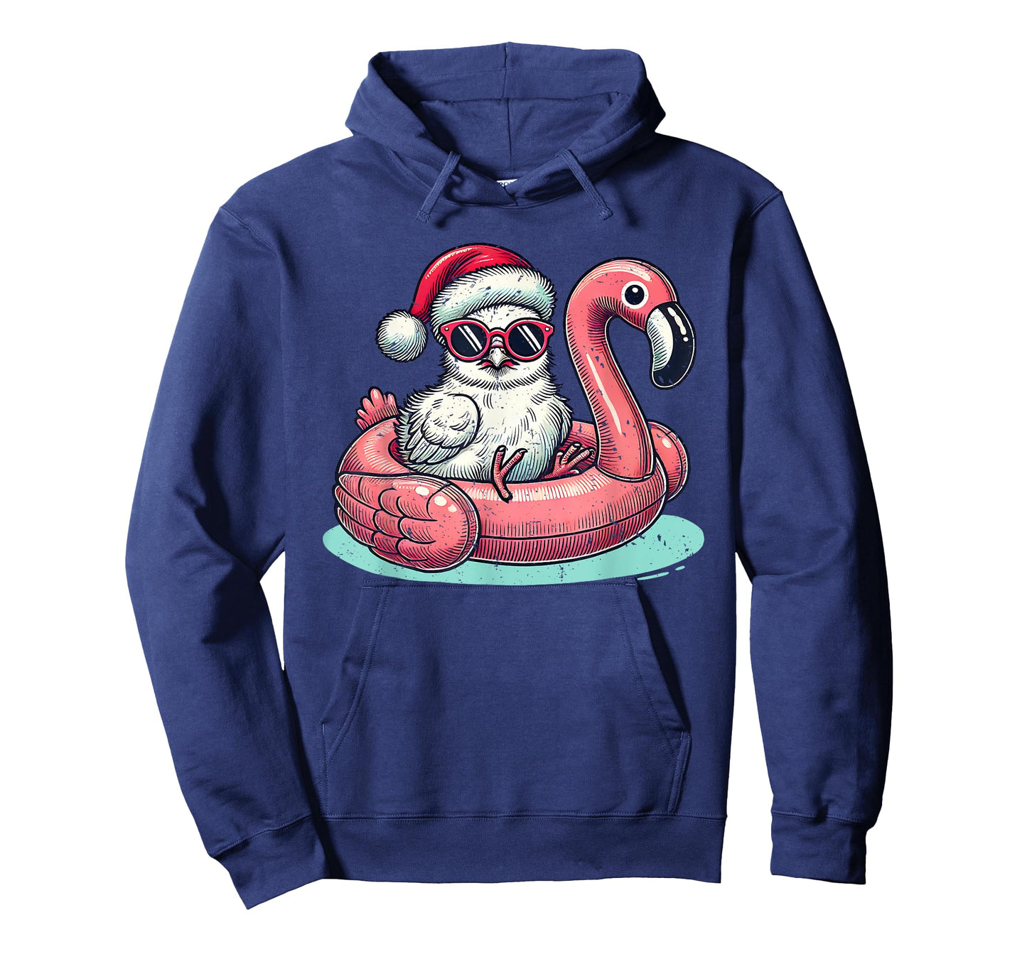 Christmas in July Silkie Chicken Mom Santa Flamingo Floatie T-Shirt