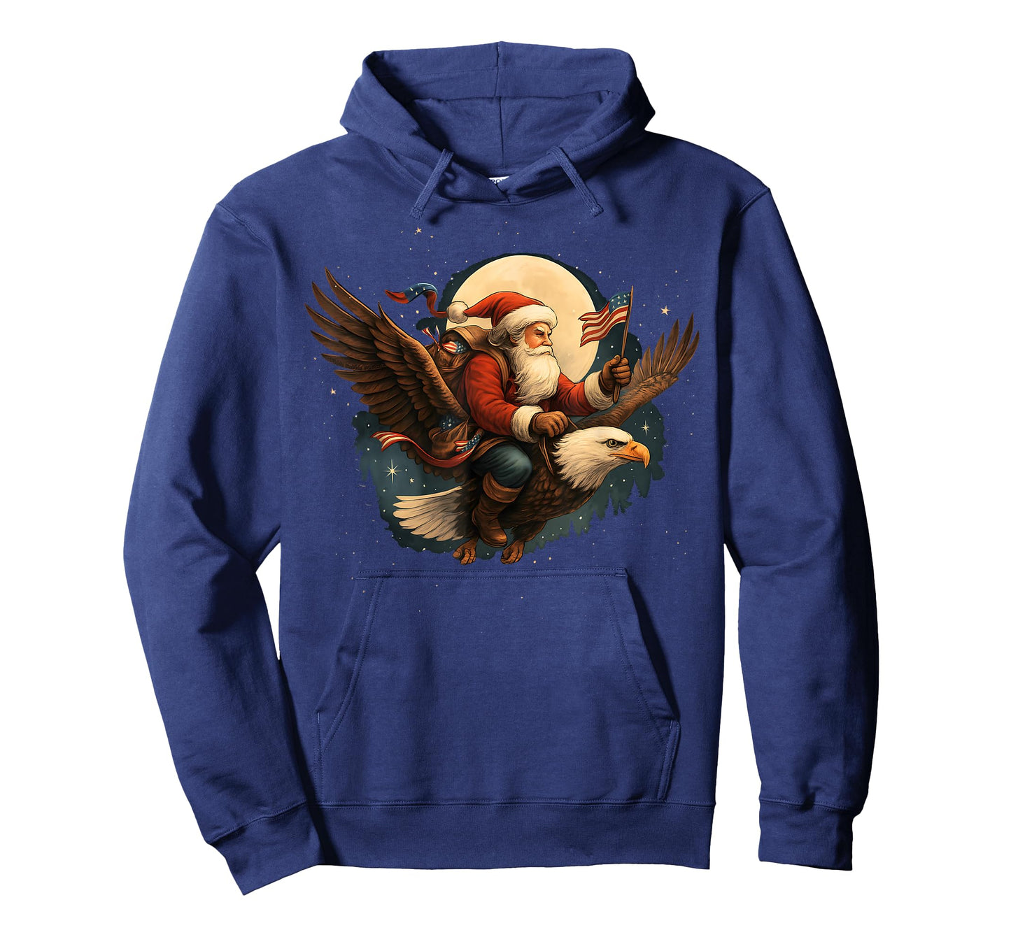 Vintage Patriotic USA Christmas Santa Riding Eagle T-Shirt