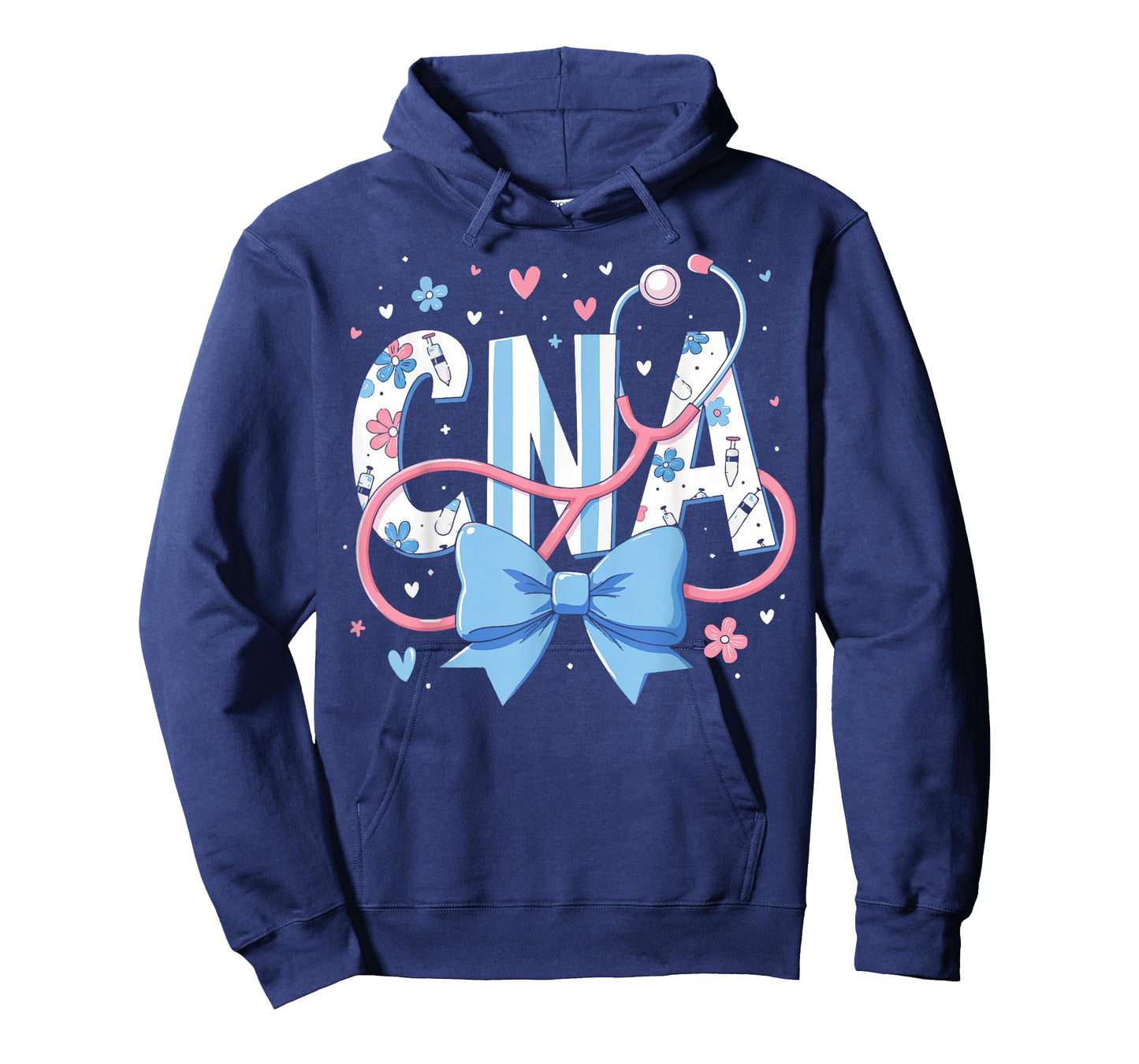Coquette CNA Nurse Blue Floral Stethoscope Bow Cute Nurse T-Shirt