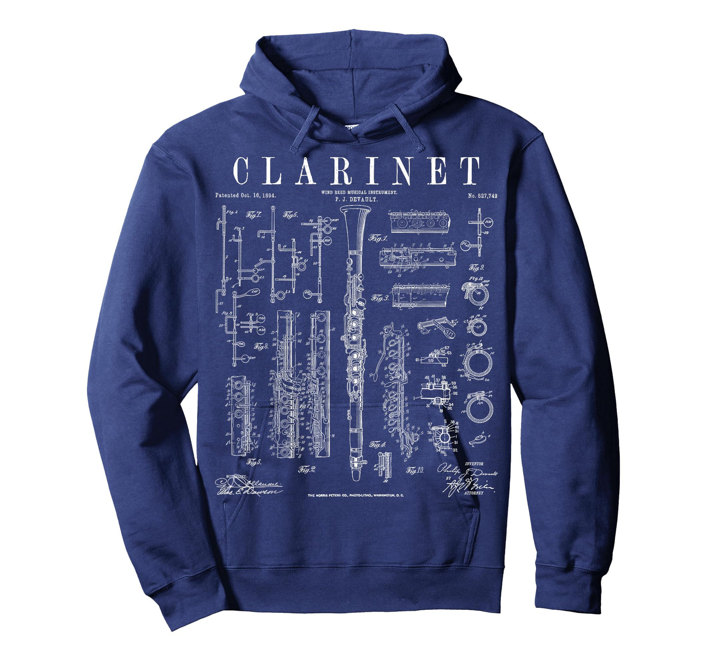Clarinet Vintage Patent Clarinetist Drawing Print T-Shirt