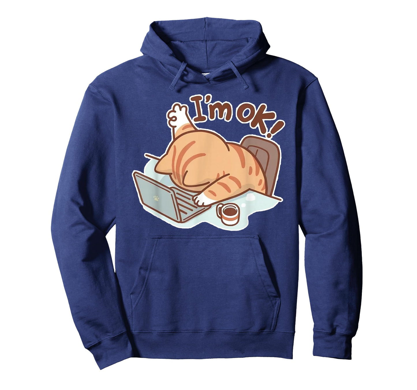 Funny Cat I'm OK Work from Home Coffee Spilled Laptop T-Shirt
