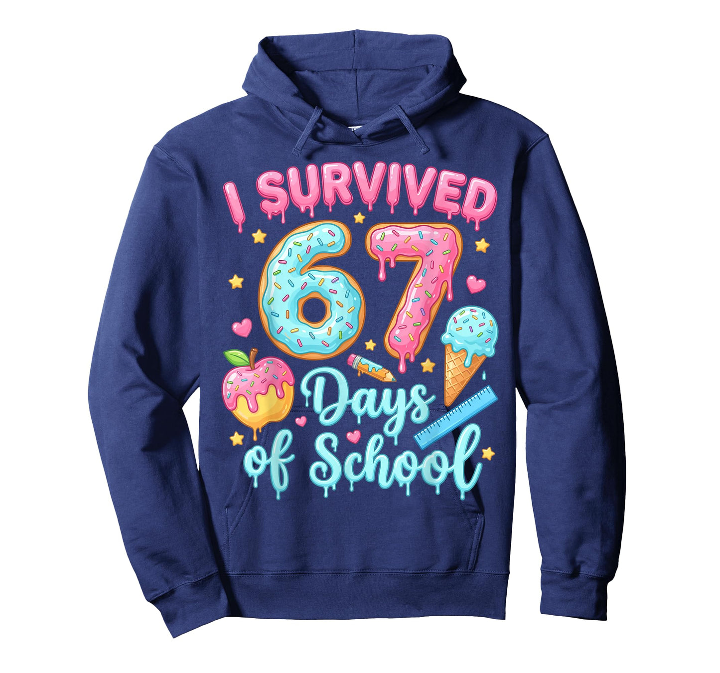 Six Seven Ice Cream Drip 6 7 Teacher Kids 67 Days of School T-Shirt