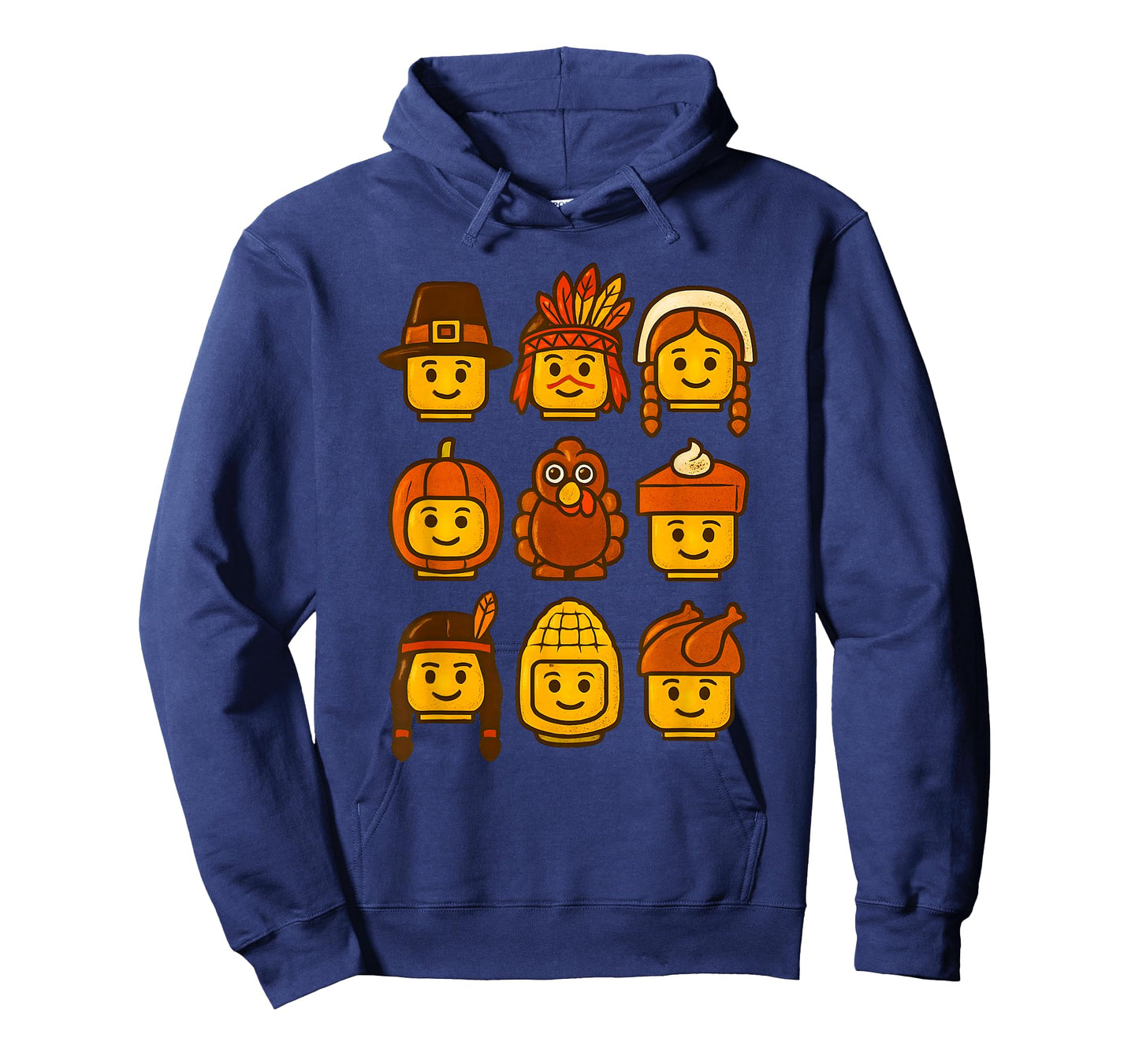 Thanksgiving Building Brick Head Turkey Pumpkin Boys Kids T-Shirt