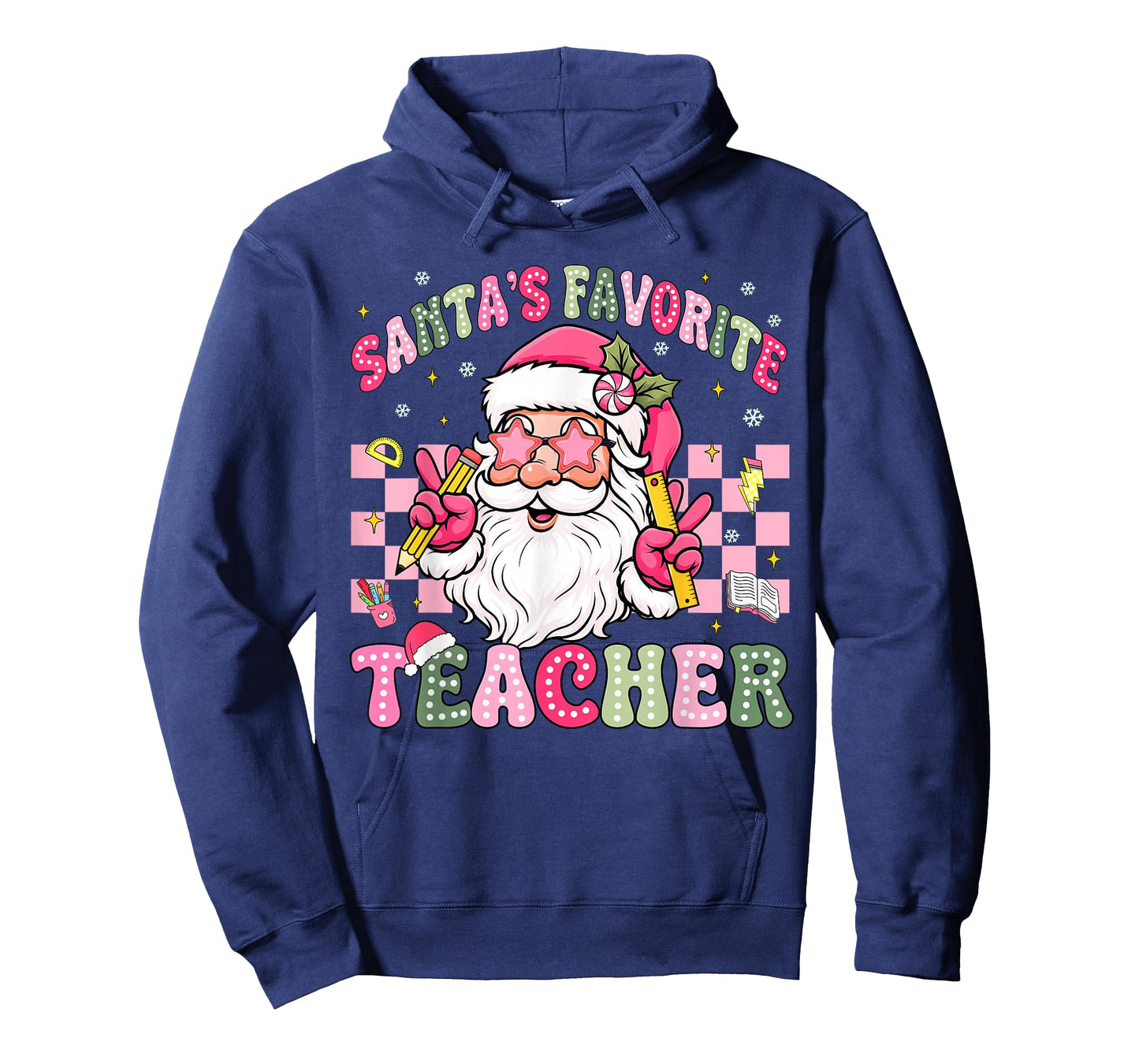 Santa's Favorite Teacher Groovy Christmas Teacher Boys Girls T-Shirt