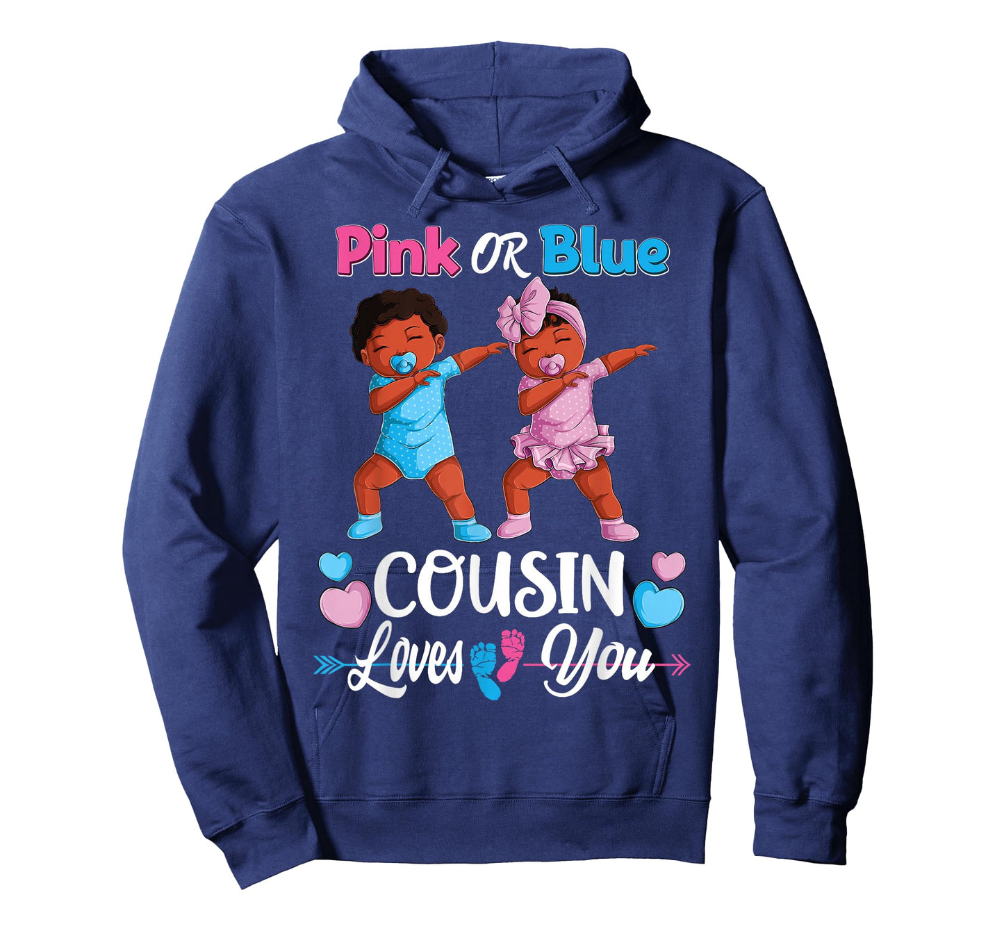 Pink Or Blue Cousin Loves You Black Baby Gender Reveal Party T-Shirt