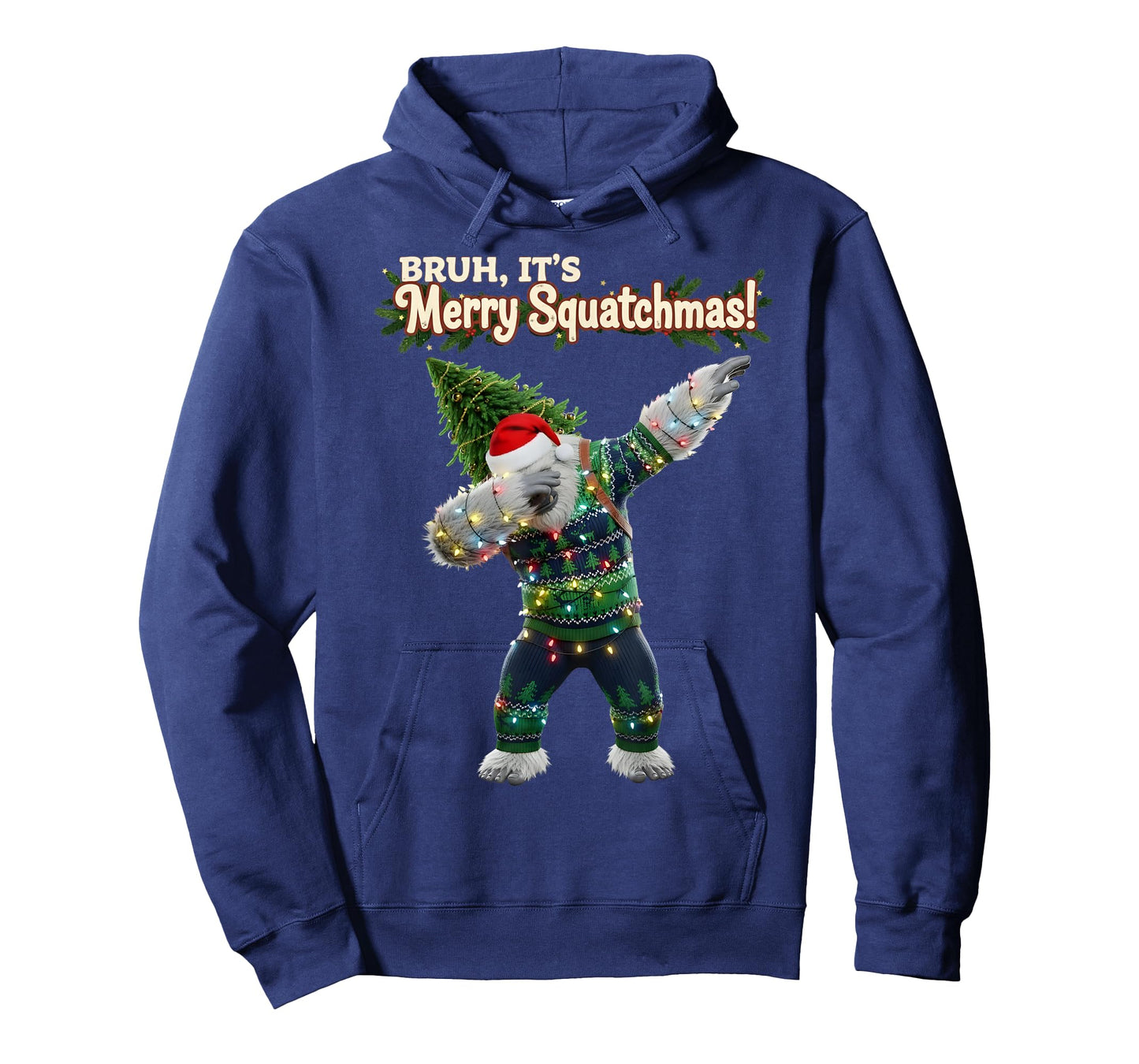 Bruh It's Merry Squatchmas Dabbing Bigfoot Ugly Christmas T-Shirt