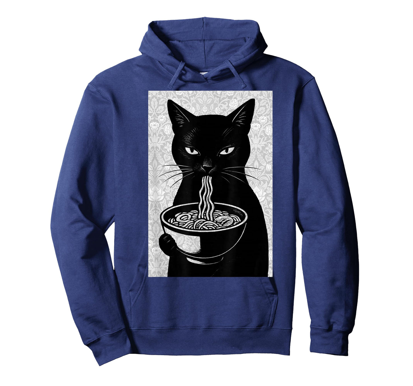 Ramen Cat Black and White Japanese Noir Illustration T-Shirt