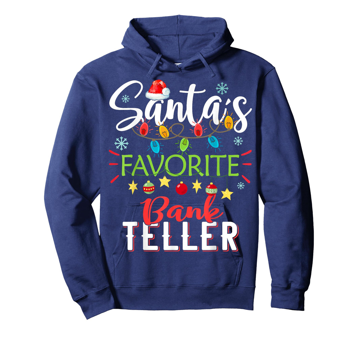 Santa's Favorite Bank Teller Xmas Light Santa Hat Christmas T-Shirt