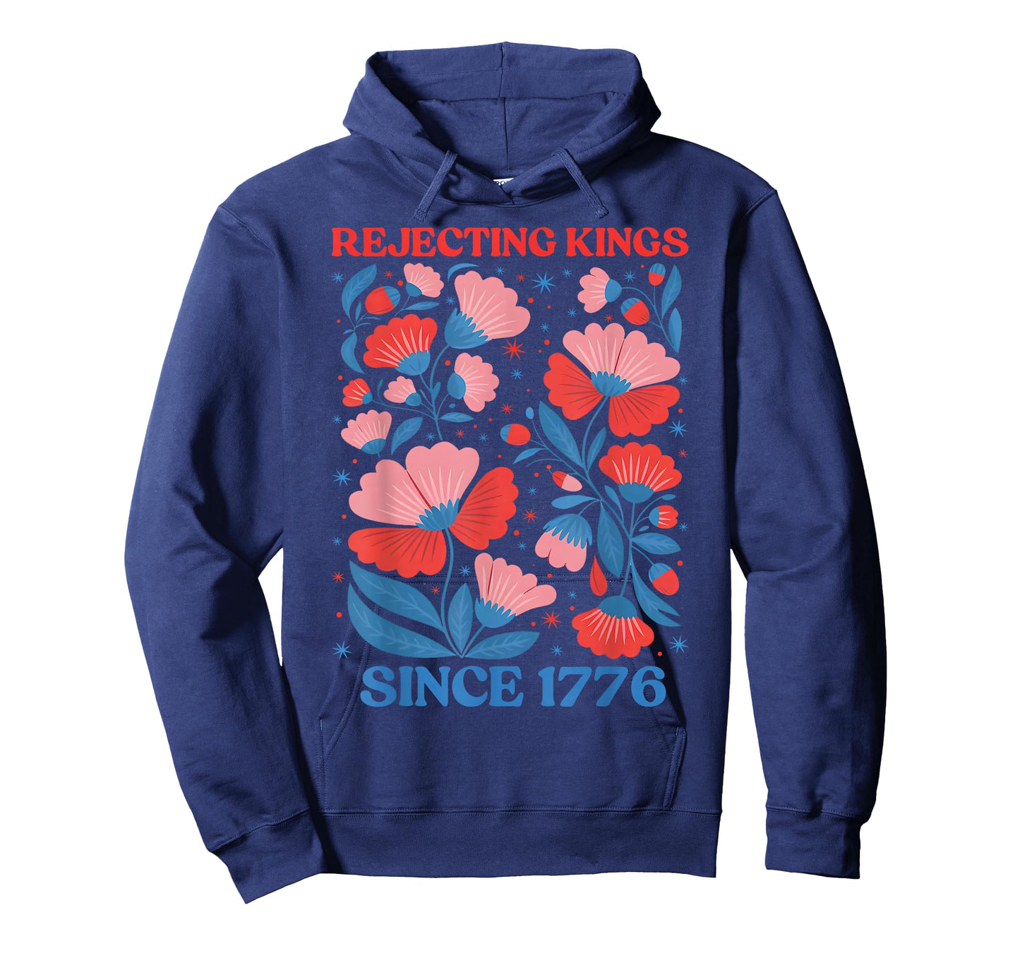 Retro Rejecting Kings Since 1776 Boho Floral Women Girls T-Shirt