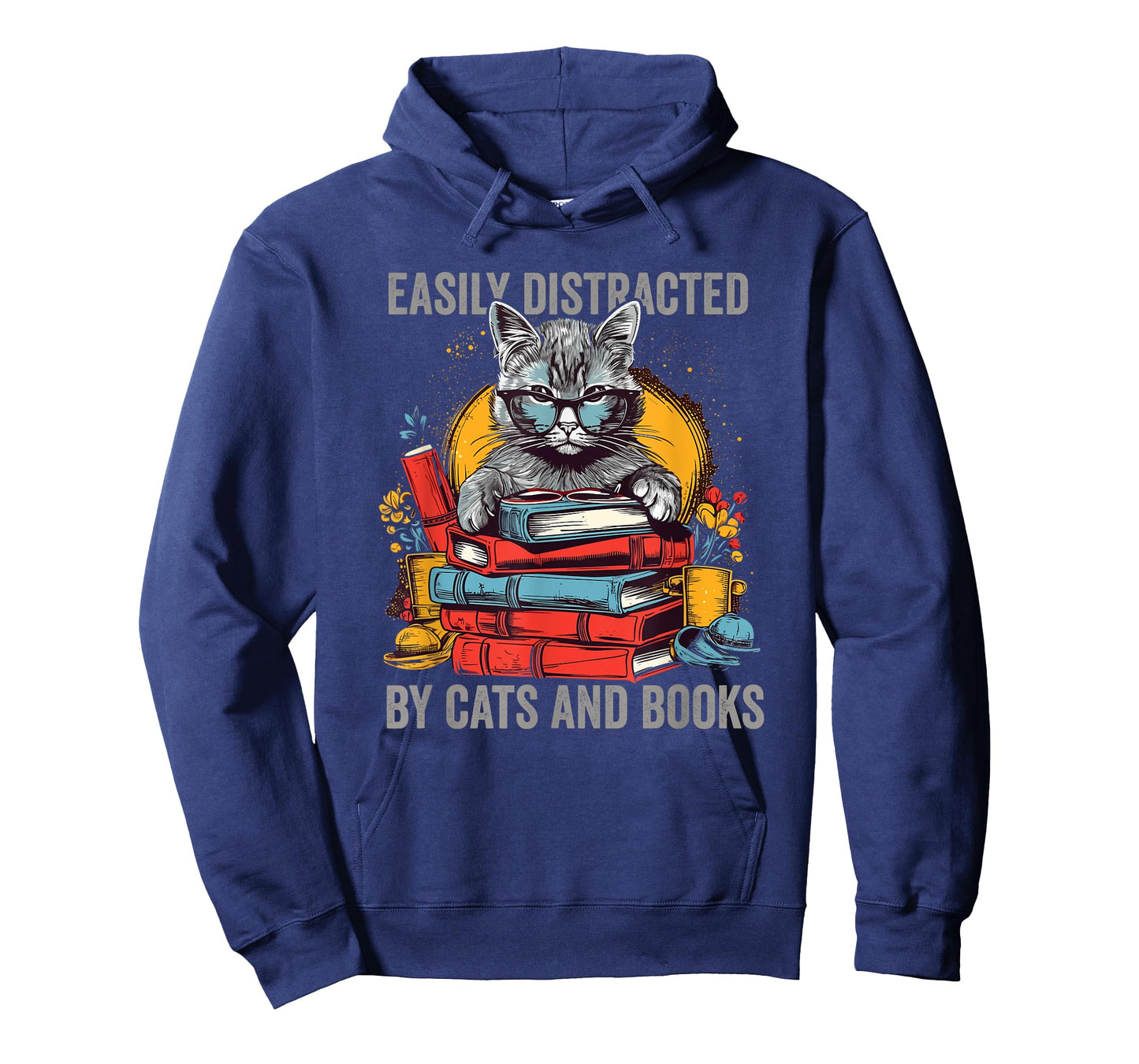 Easily Distracted by Cats and Books Book Lovers T-Shirt