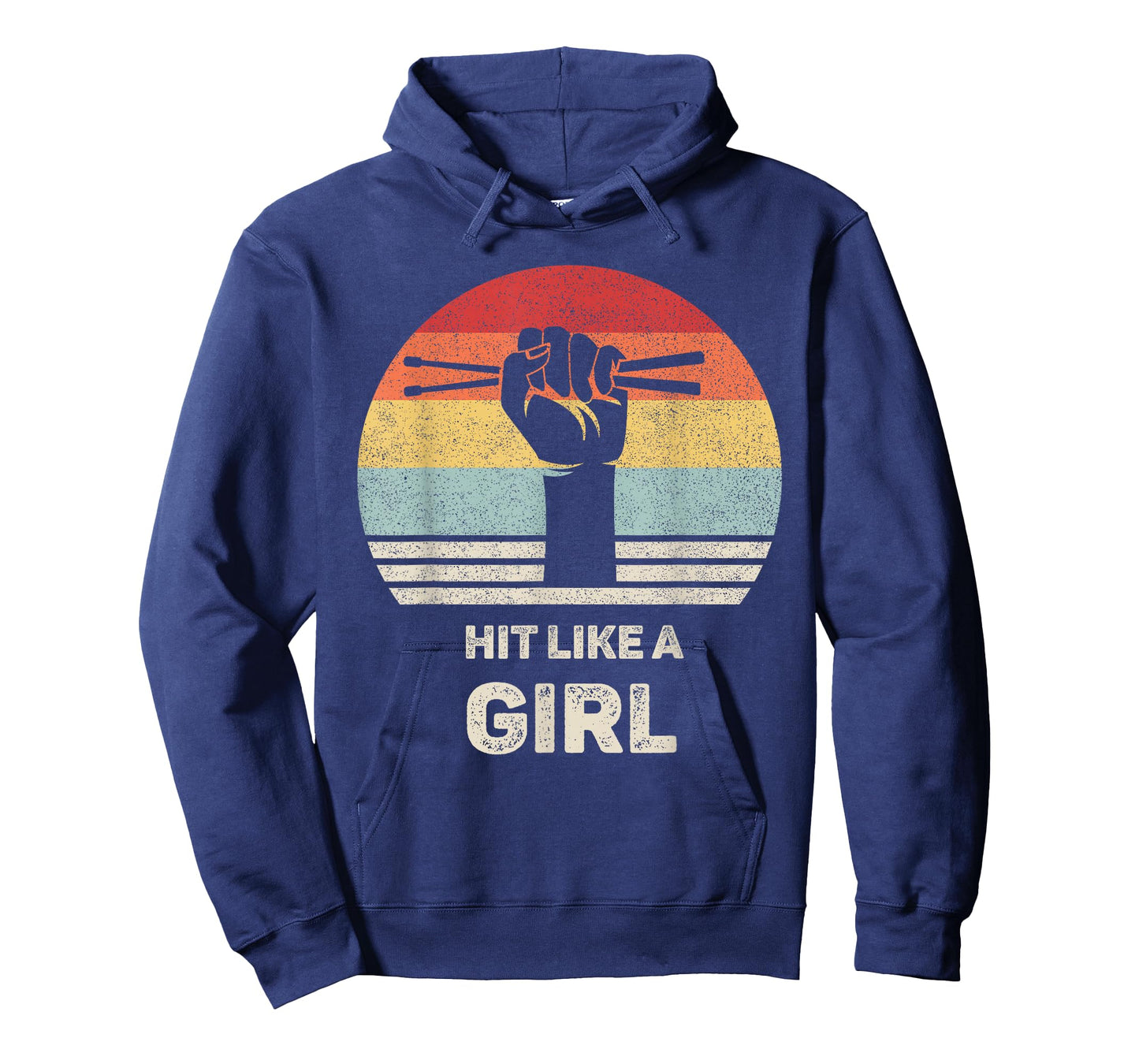 Retro Hit Like a Girl Drummer Shirt Drummer Gift Drum Sticks T-Shirt
