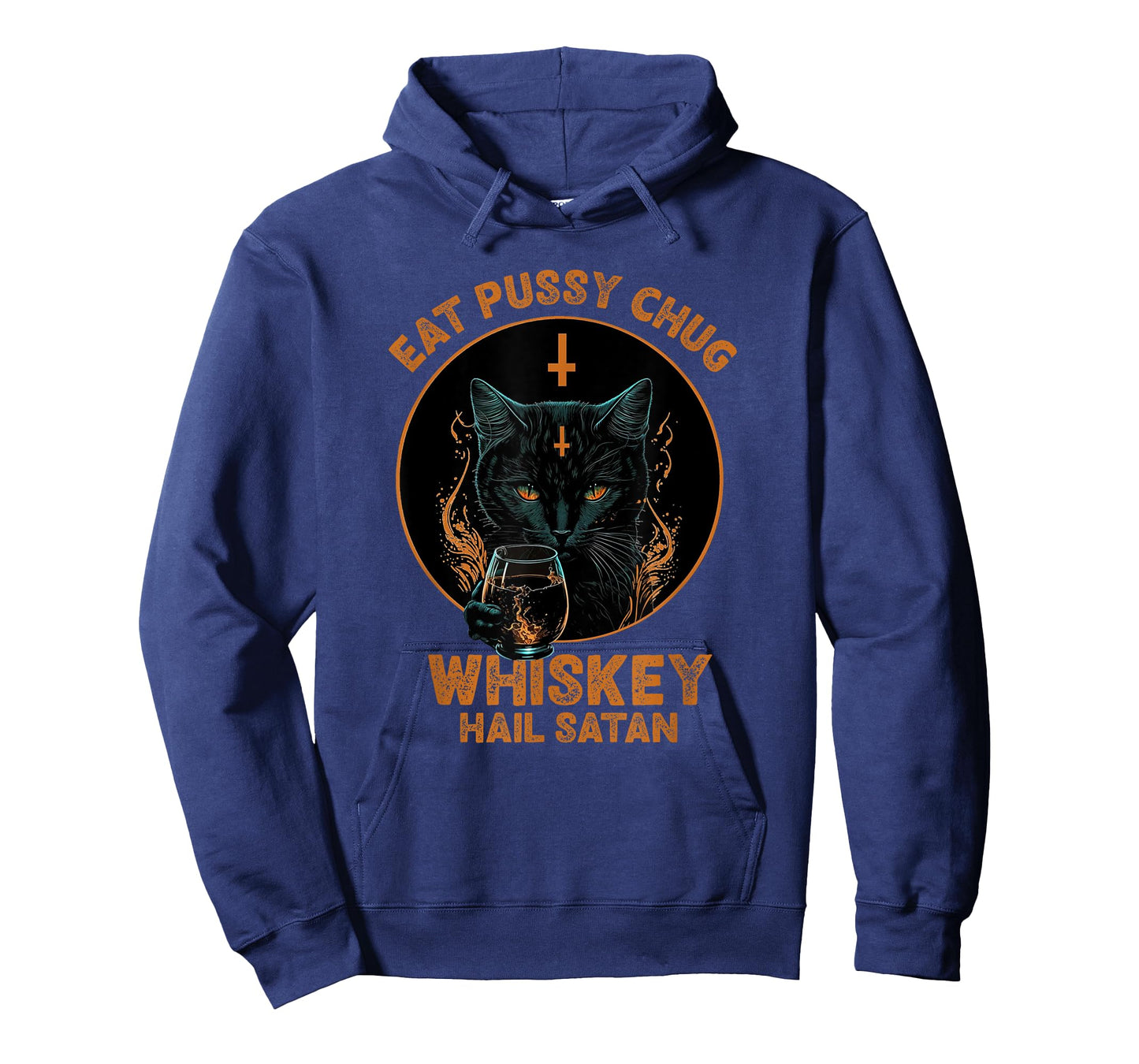 Funny Cat Eat Pussy Chug Whiskey Hail Satan T-Shirt for Men Women