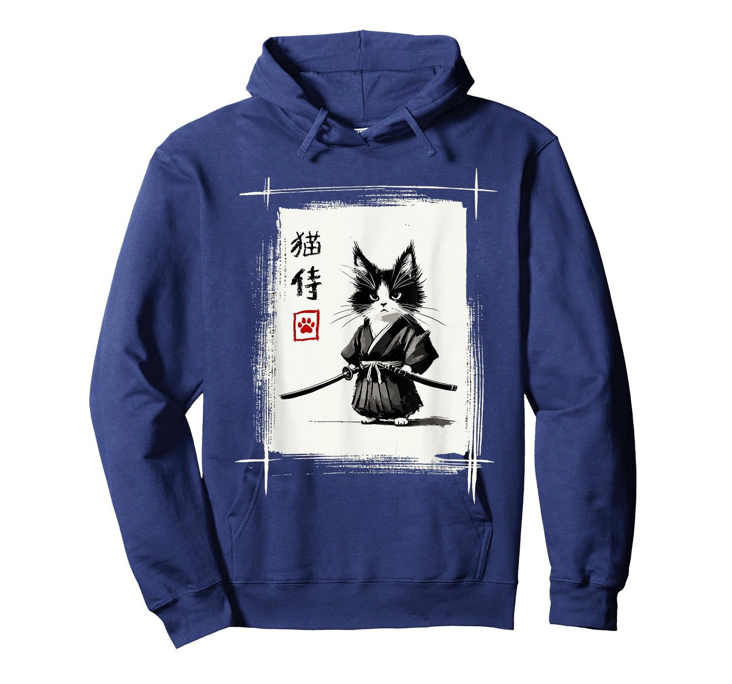 Samurai Cat Japanese Art Sumi-e Novelty Kawaii Funny Cat T-Shirt