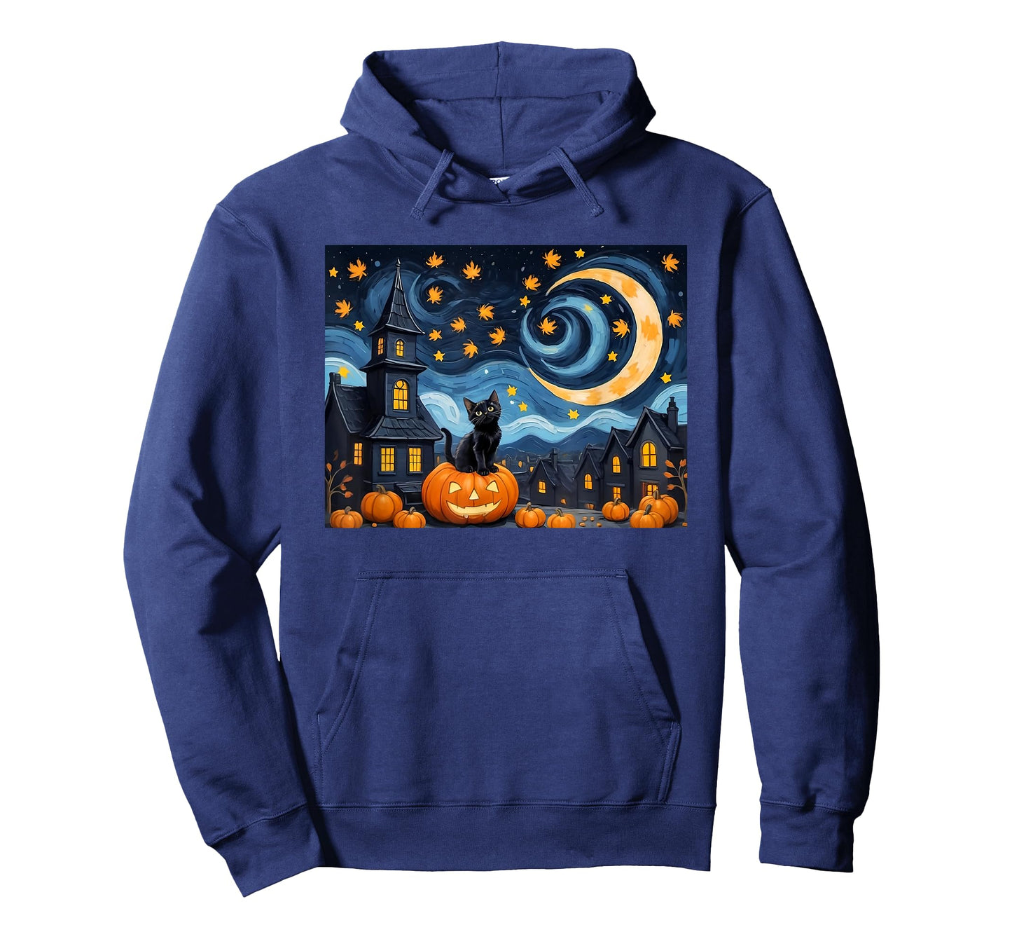 Halloween Van Gogh Starry Night Black Cat Pumpkin Vintage Men Women Kids T-Shirt