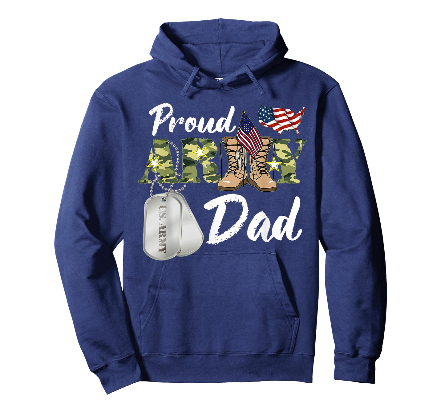Proud Army Dad Military Dad with Dog Tag US Flag T-Shirt