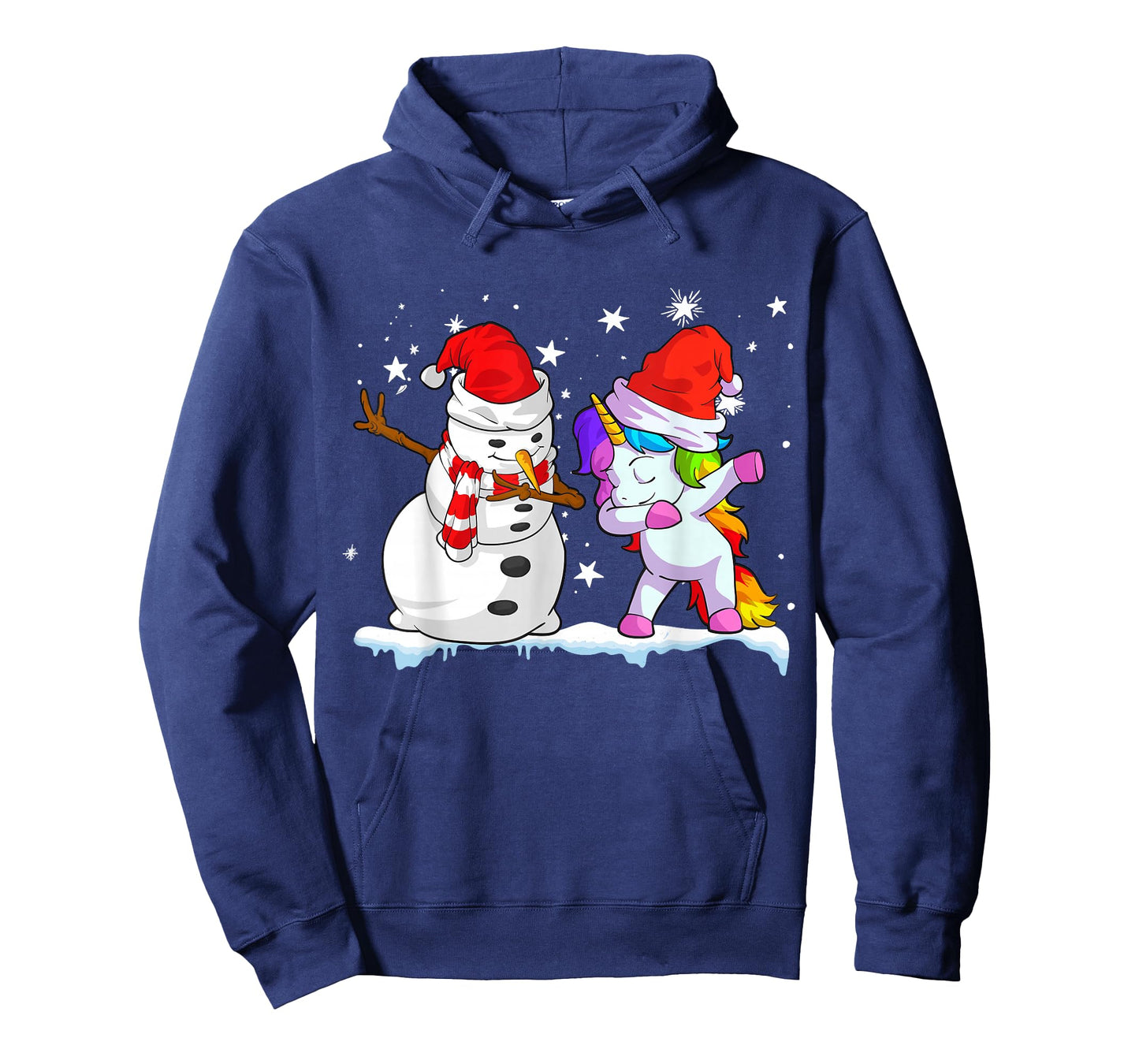 Unicorn Christmas Shirt Girls Women Santa Hat Snowman T-Shirt