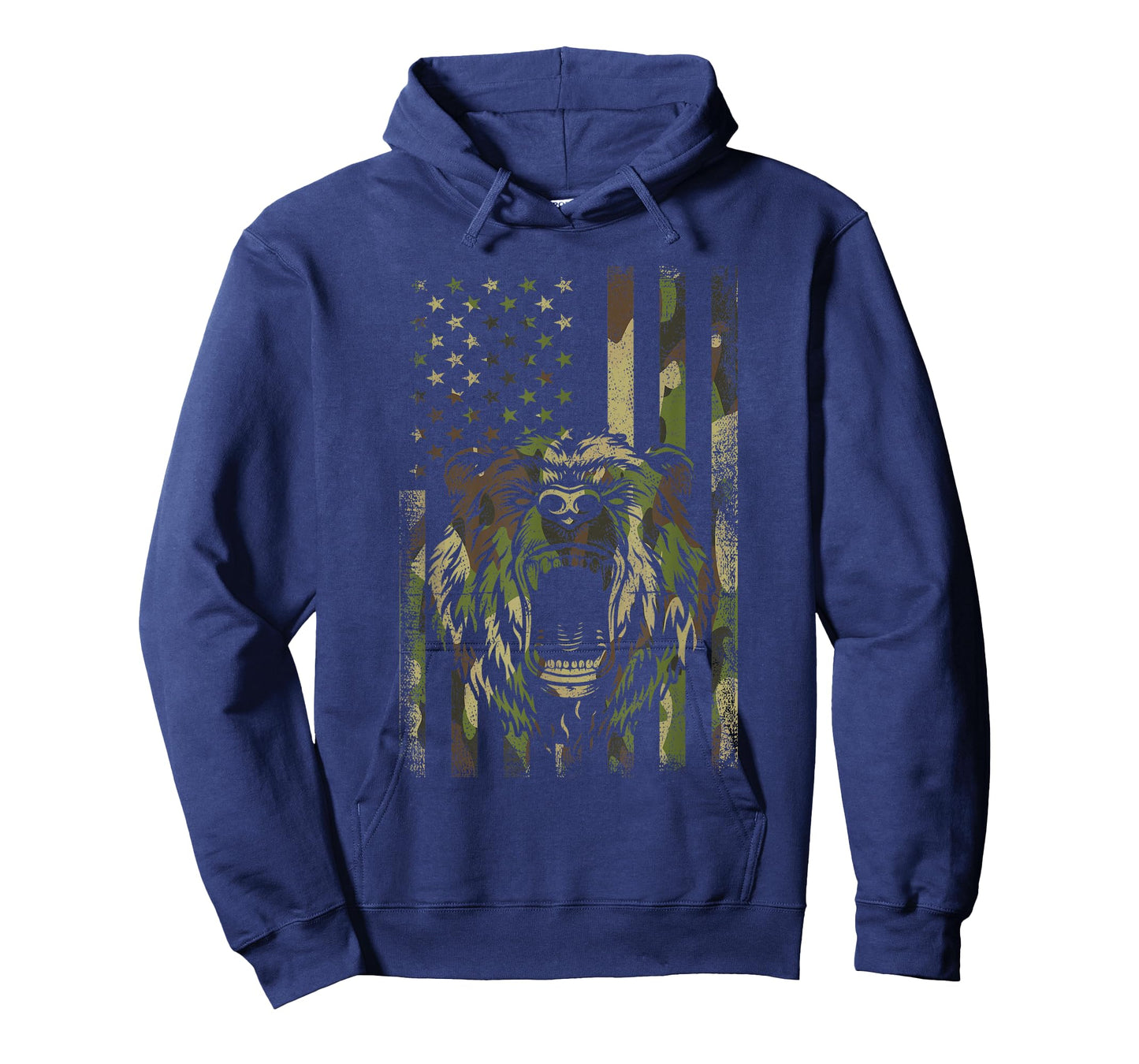 Funny Camo Hunting Lover American Flag Graphic Bear Hunters Women Men T-Shirt