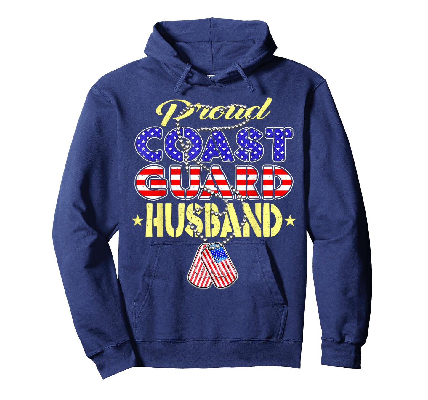 Proud US Coast Guard Husband US Flag Dog Tag Military Spouse T-Shirt