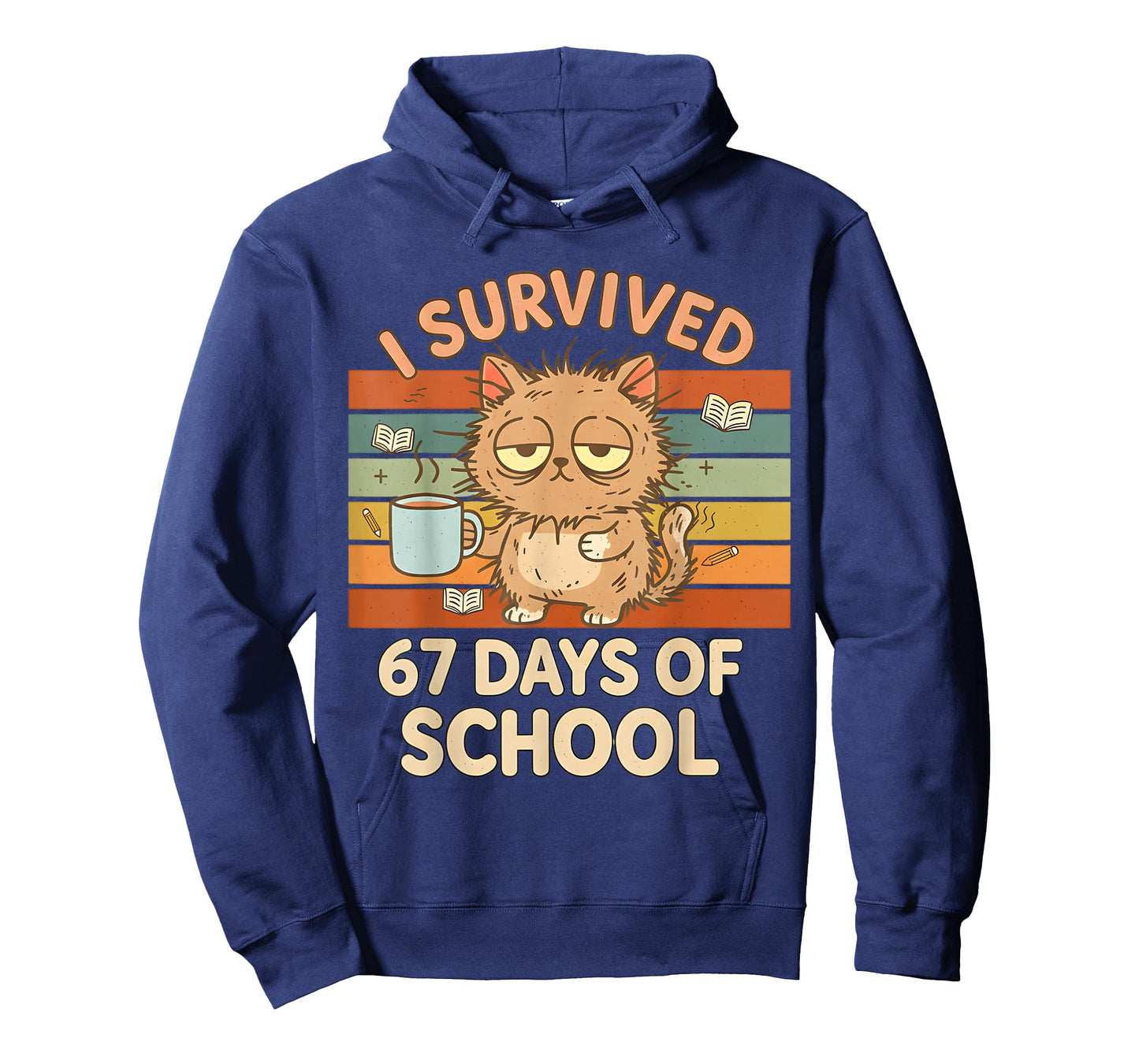 I Survived 67 Days of School Funny Coffee Cat School Teacher T-Shirt