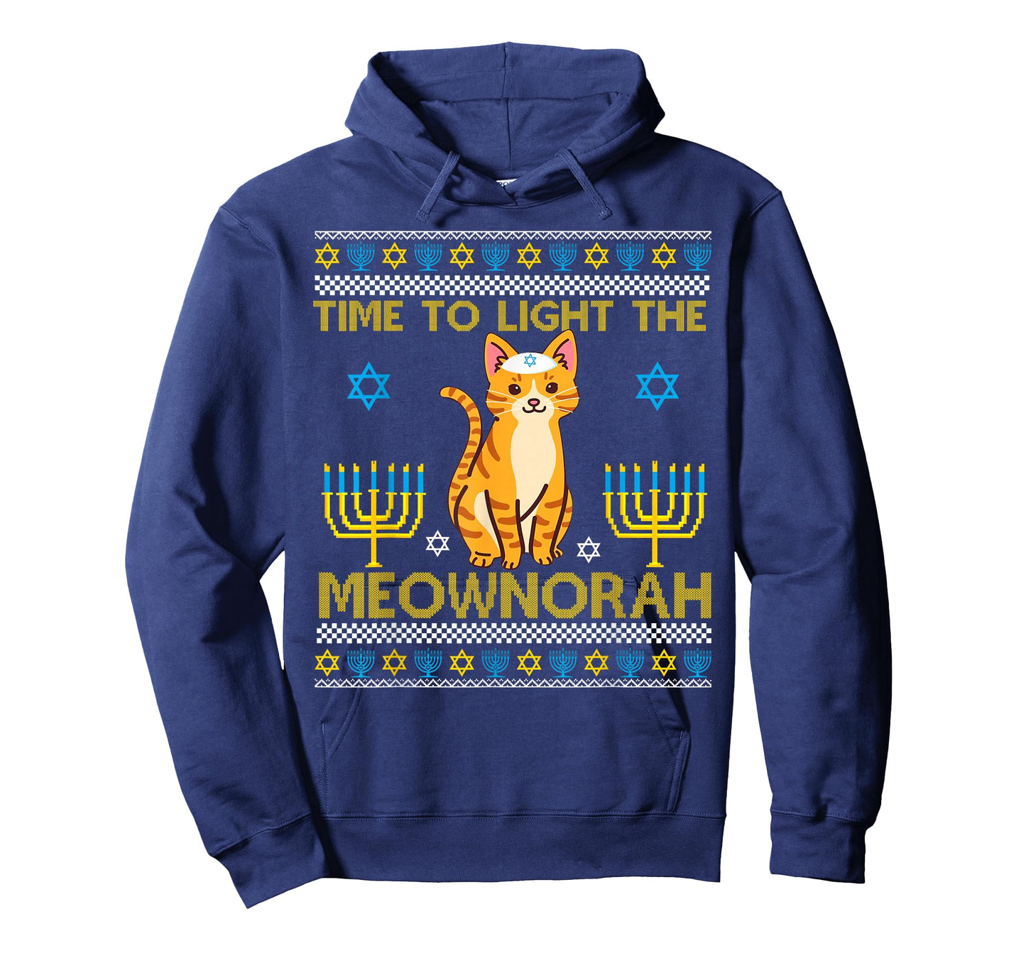 Light The Meownorah Jewish Cat Menorah Lover Ugly Chanukah T-Shirt