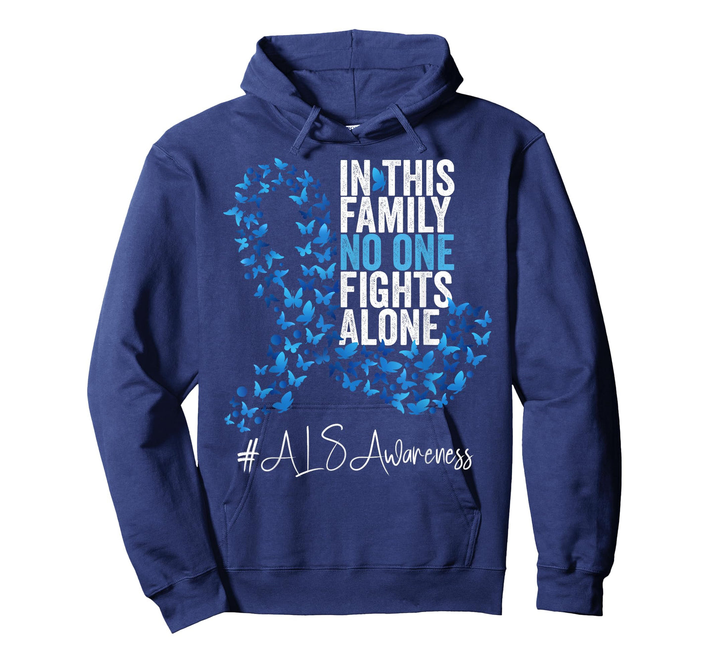 ALS Awareness Month Blue Ribbon Butterflies T-Shirt