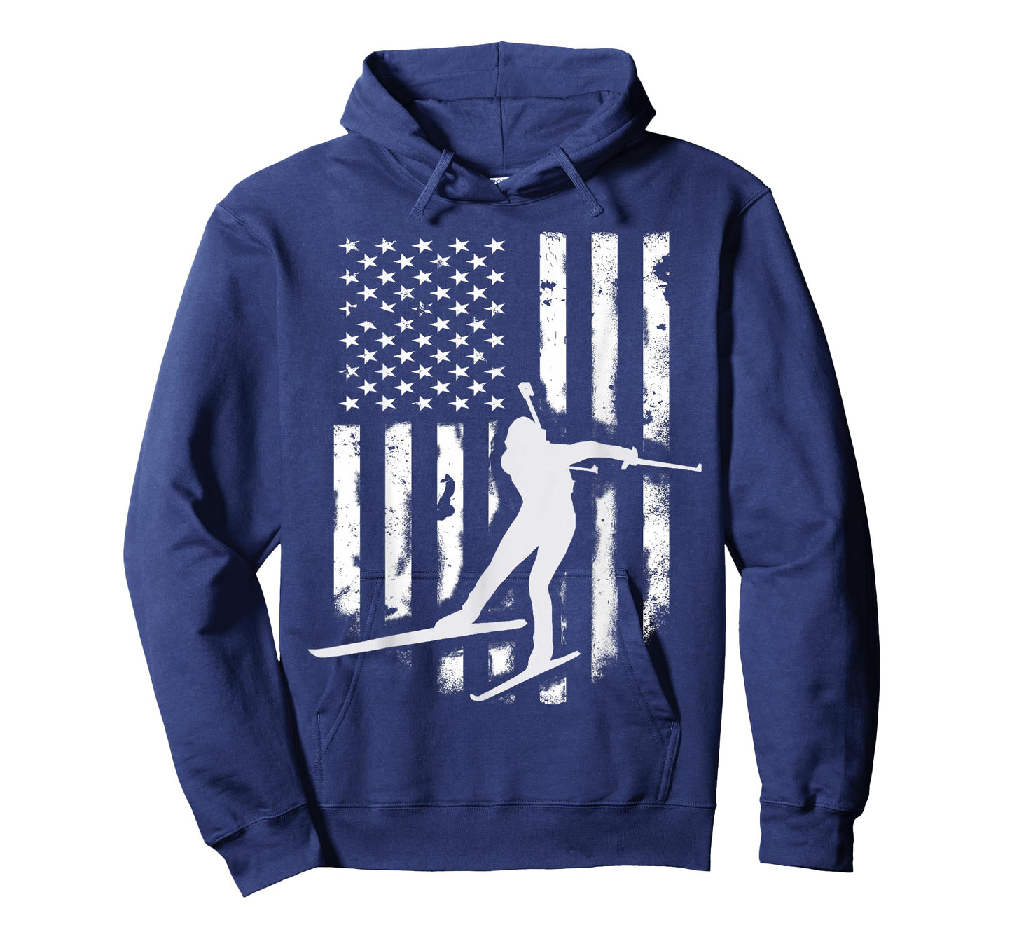 American USA Flag Nordic Ski T-Shirt Cool Skier Gift Top Tee