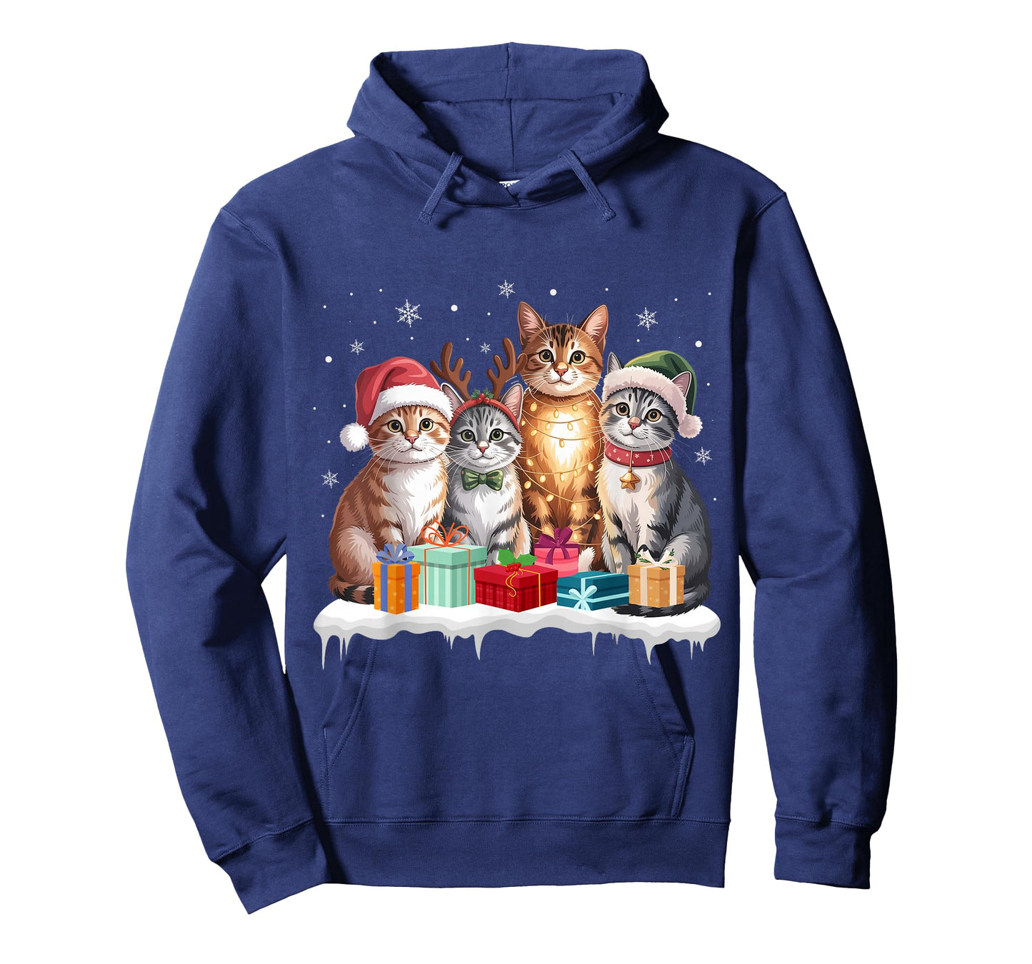 Cute Cat Christmas Tree Santa Xmas Lights Cats Kitten Lover T-Shirt