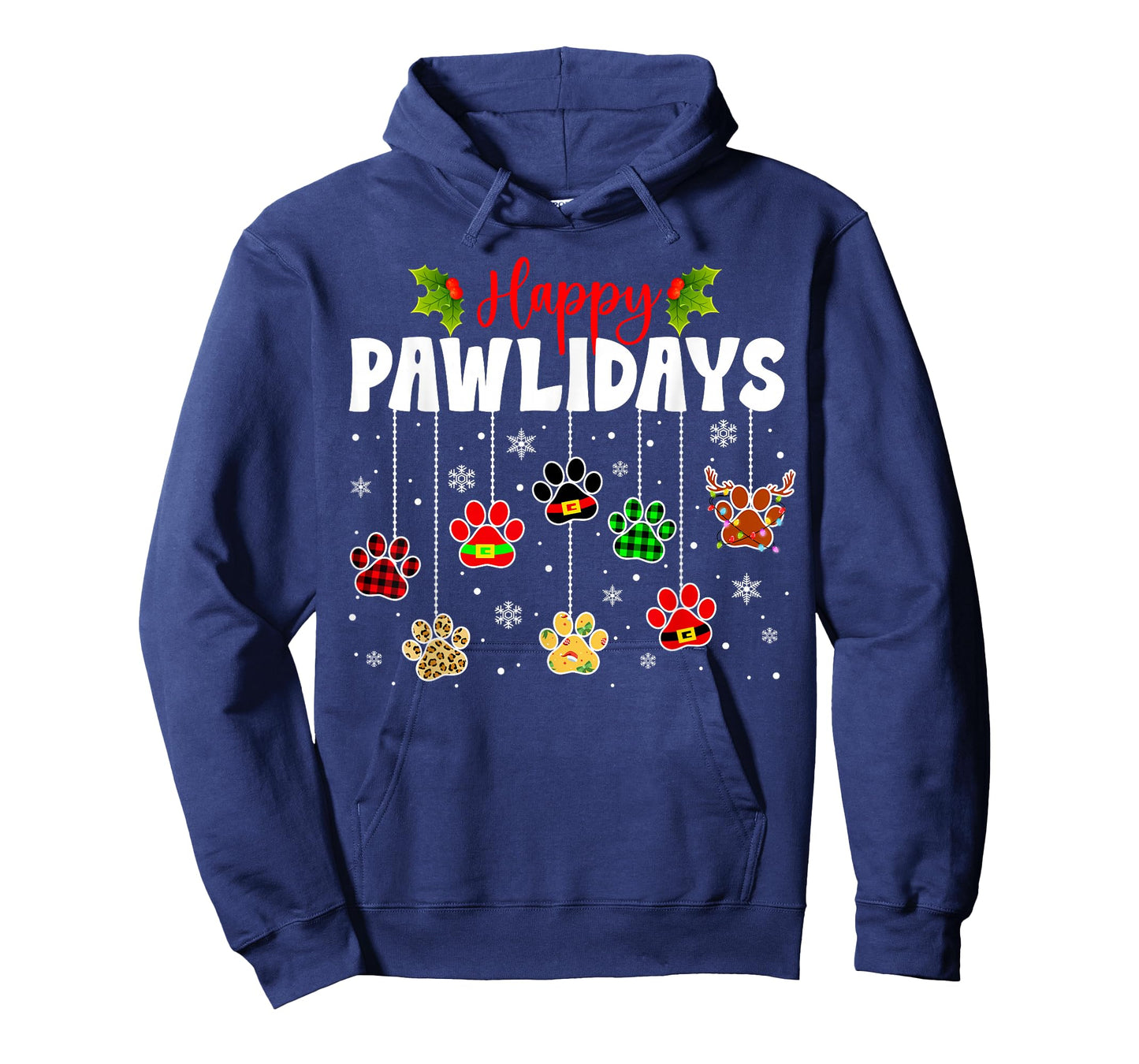 Funny Happy Pawlidays Christmas Dog Paw Xmas Dogs Lovers T-Shirt