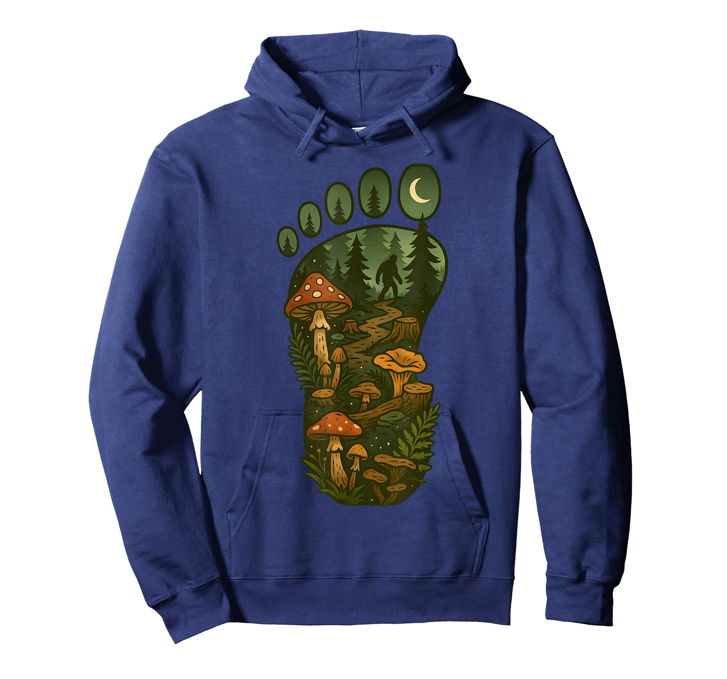 Bigfoot Foot Print Forest Nature Mushroom Sasquatch Cryptid T-Shirt