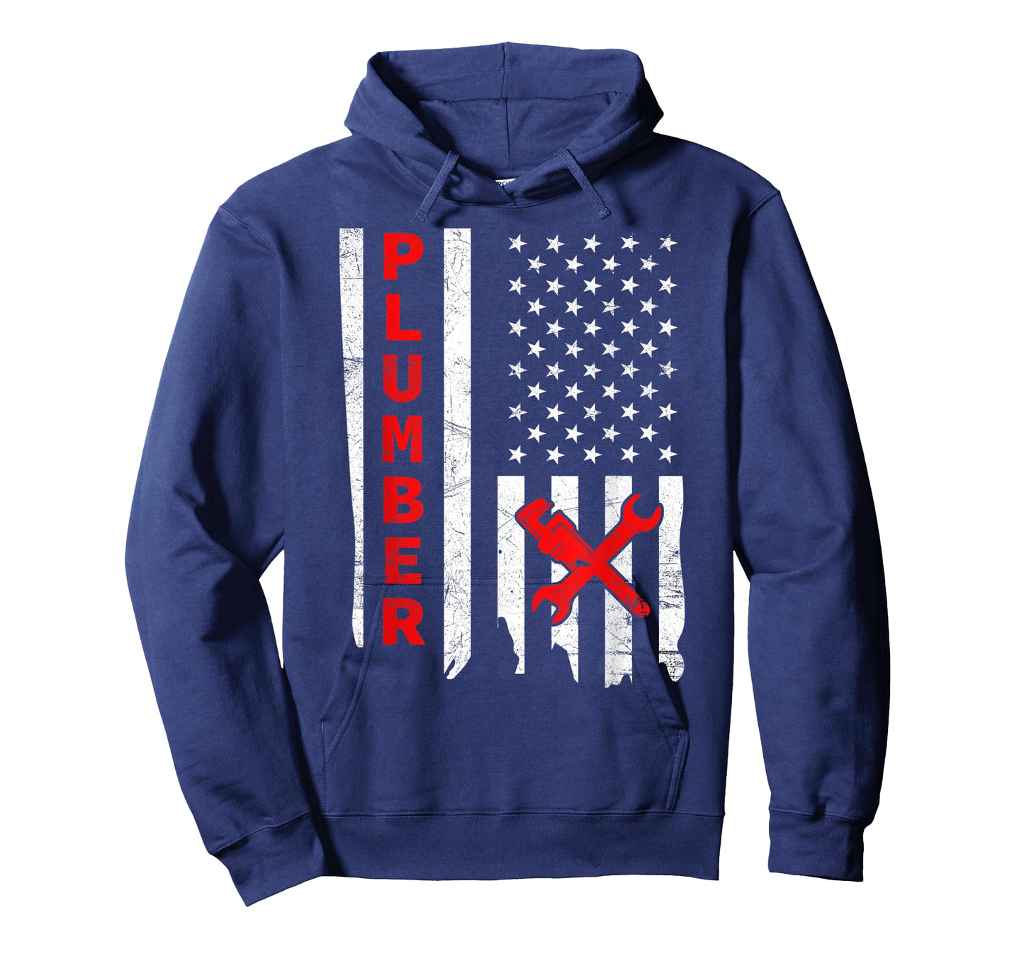 Plumber USA Flag Pipe Wrench Tradesman plumbing Pipefitter T-Shirt