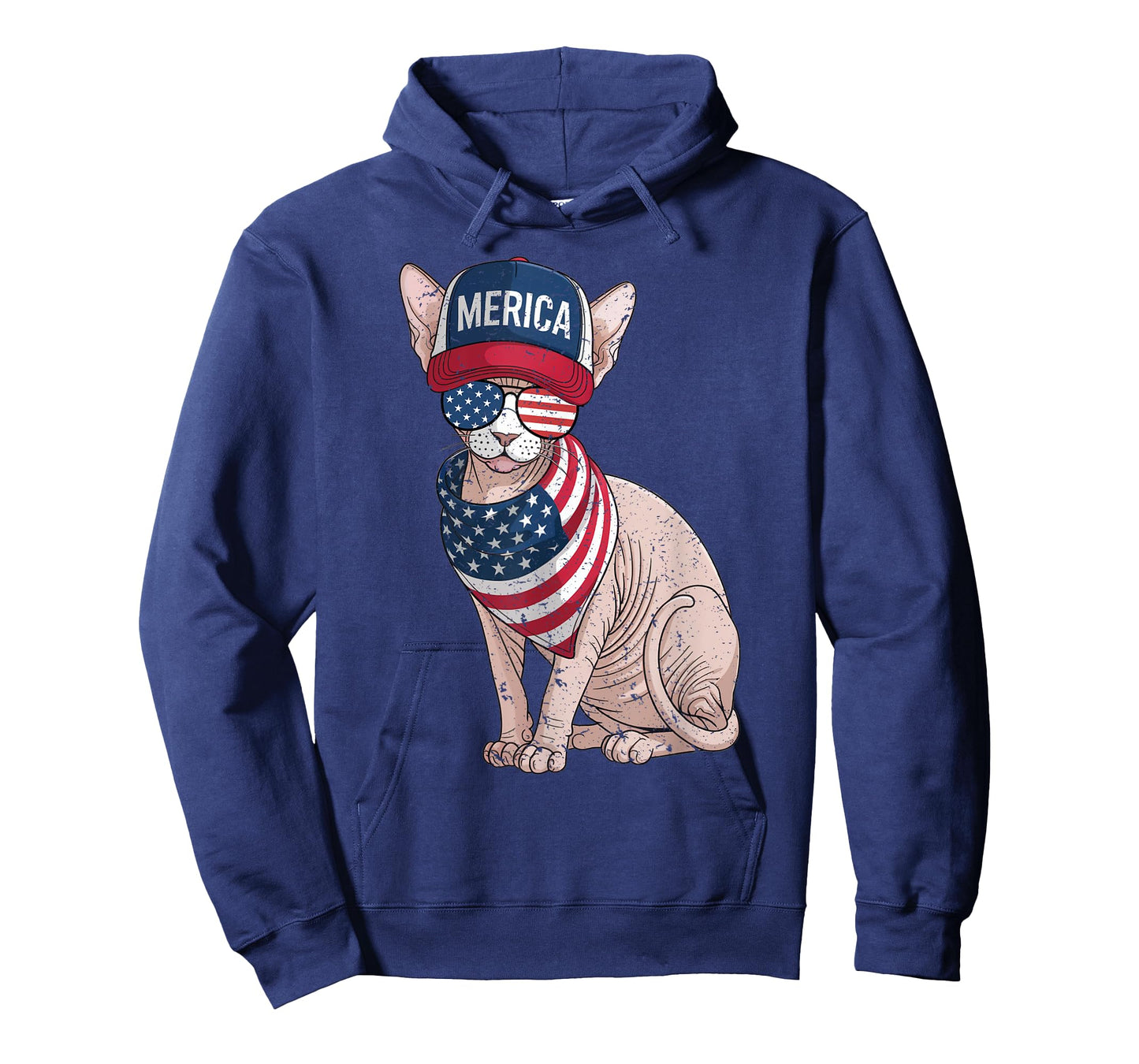 Sphynx Cat 4th of July US American Flag Cat Patriotic T-Shirt for Men Women Kids