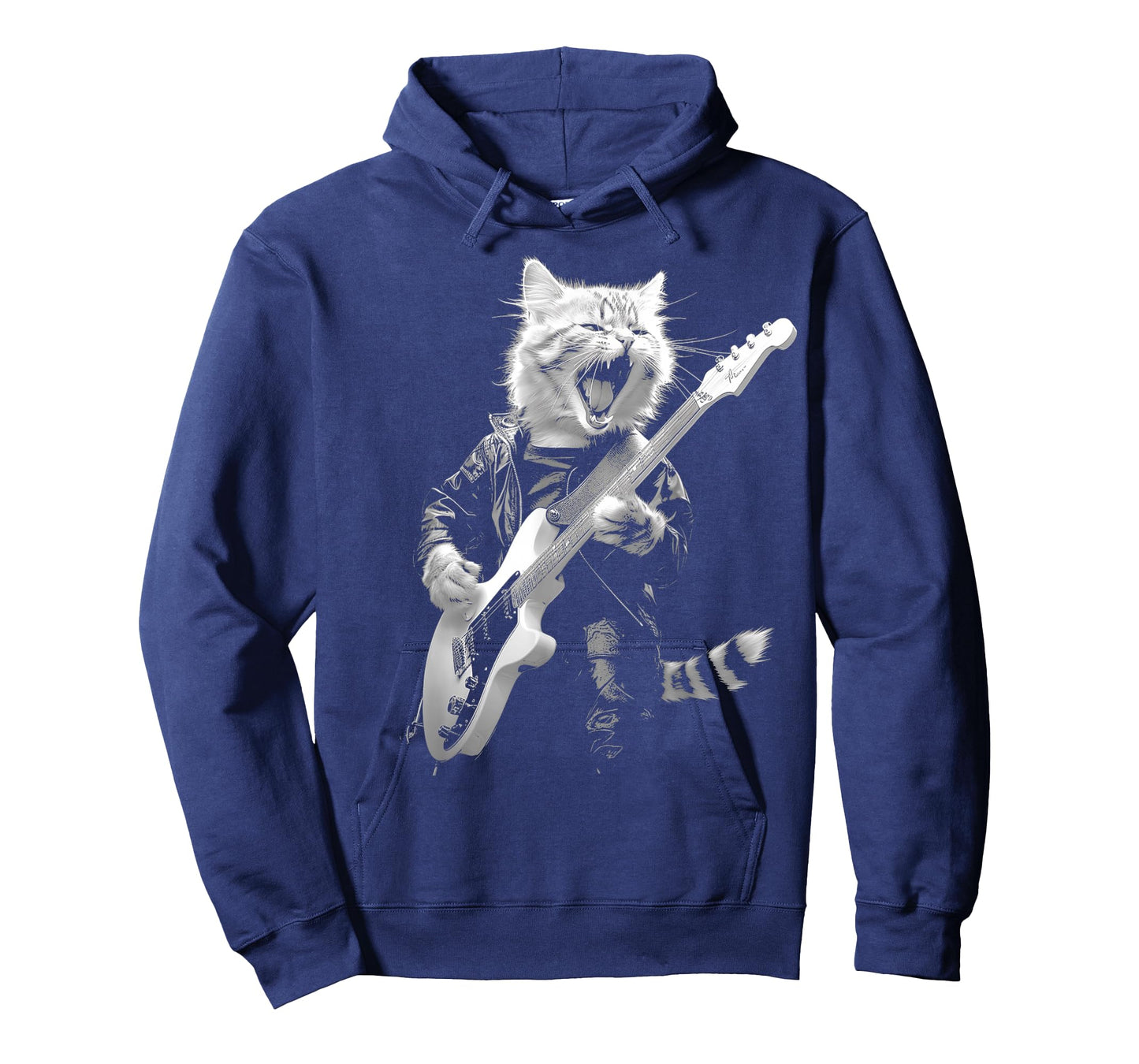 Rock Cat Playing Guitar Funny Guitar Cat Design Mens Womens T-Shirt