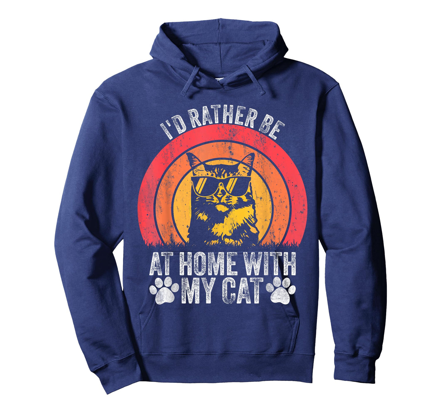 I'd Rather Be Home With My Cats Vintage Funny Cat Lovers T-Shirt for Men Women Girls Kids
