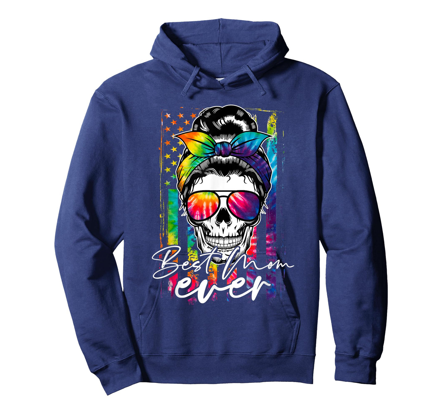 Tie Dye Best Mom Ever Skull Glasses American Flag Mom Life T-Shirt