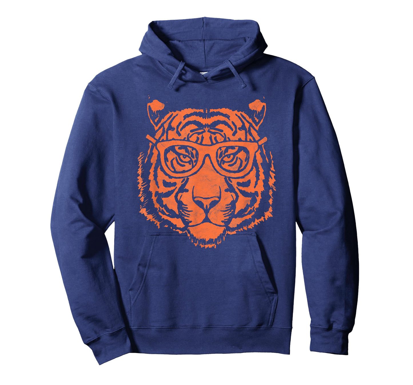 Artistic Orange Tiger Head & Hipster Glasses Funny Graphic T-Shirt