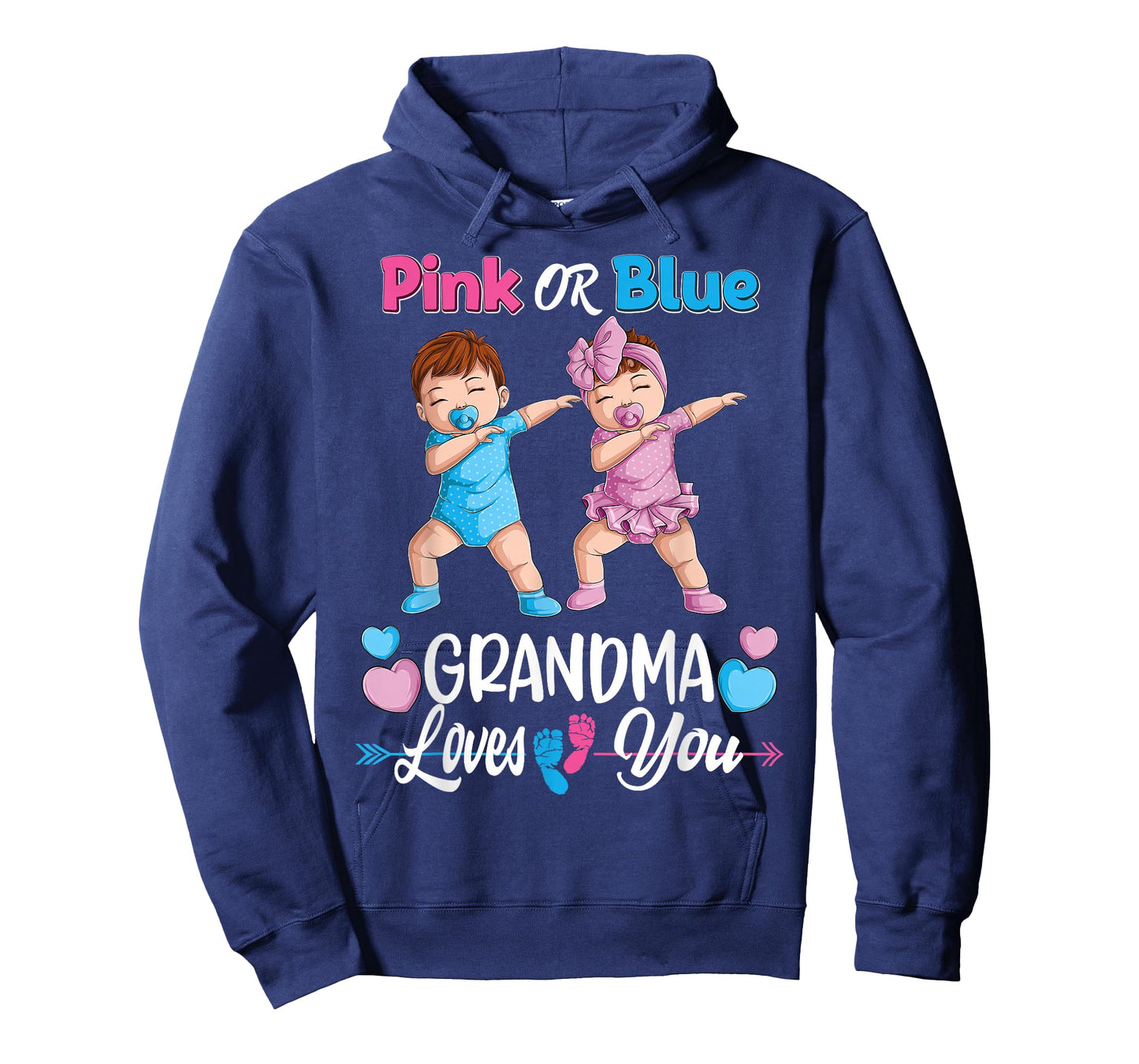 Pink Or Blue Grandma Loves You Baby Gender Reveal Party T-Shirt Small