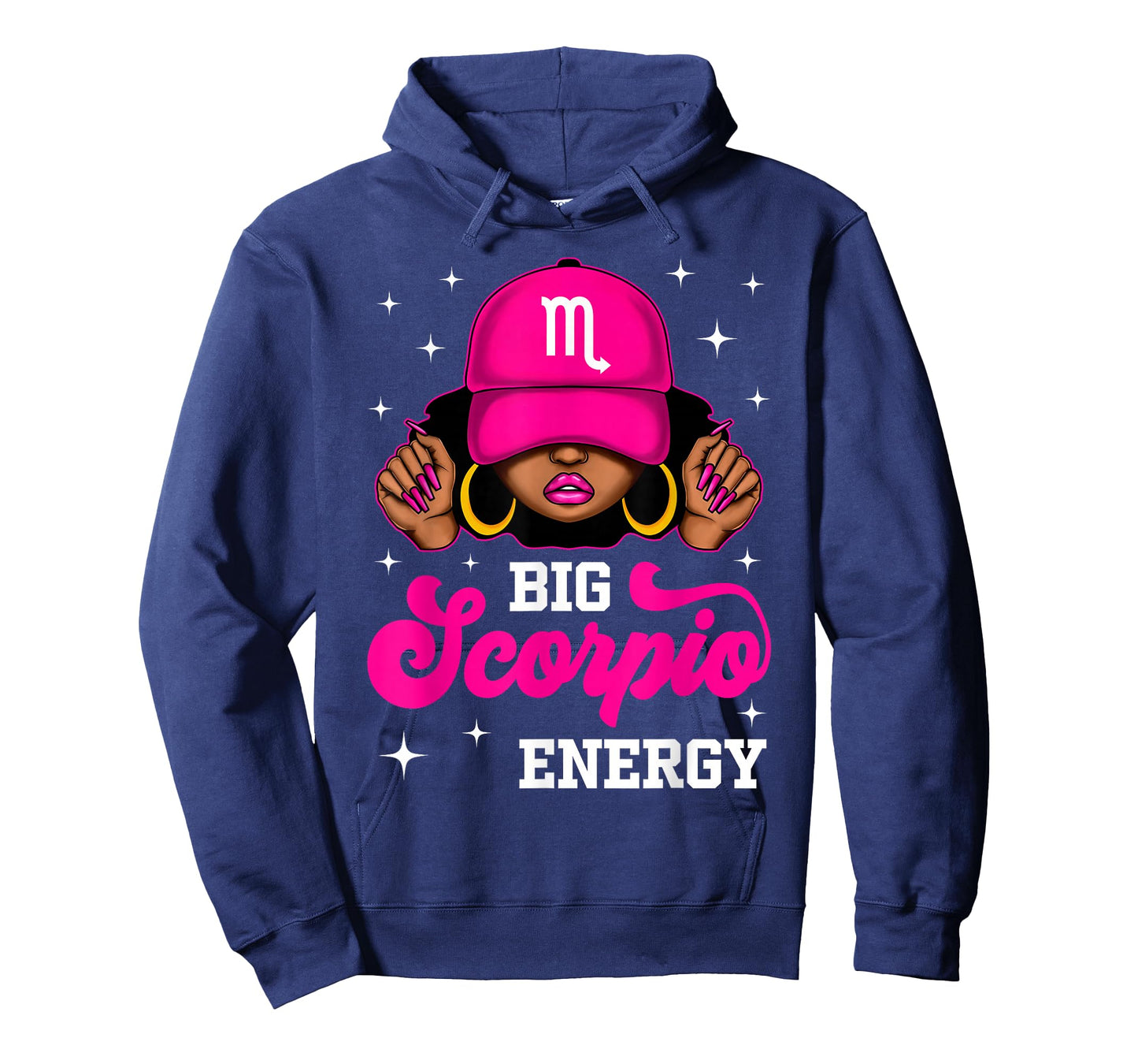 Big Scorpio Energy Sassy Black Woman Cap Zodiac Birthday T-Shirt