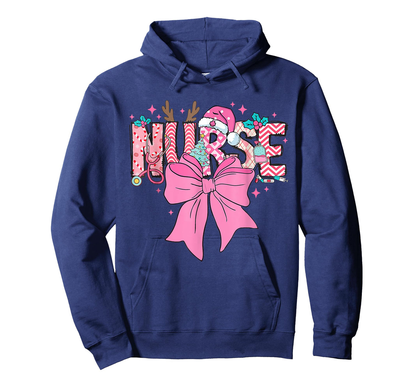 Coquette Nurse Christmas Nursing Pink Tone Bow Xmas Plaid T-Shirt