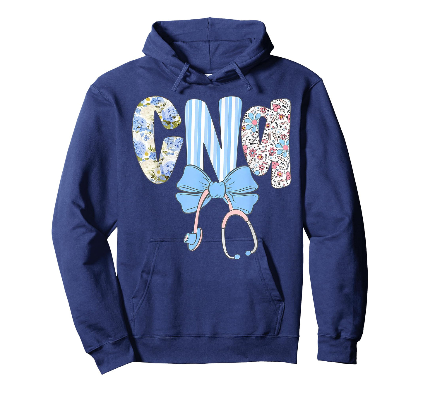 Coquette CNA Nurse Blue Floral Stethoscope Bow Cute Nurse T-Shirt