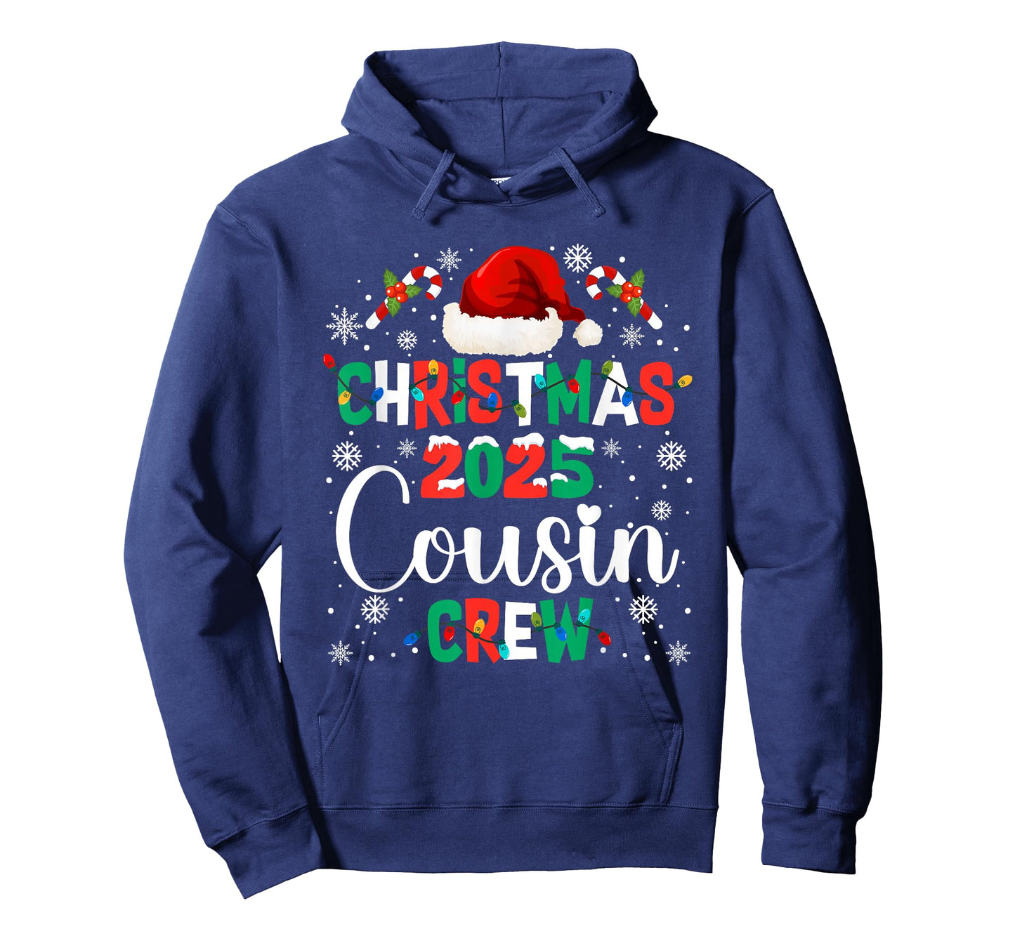 Santa Hat Christmas 2025 Cousin Crew Xmas Matching Pajamas T-Shirt