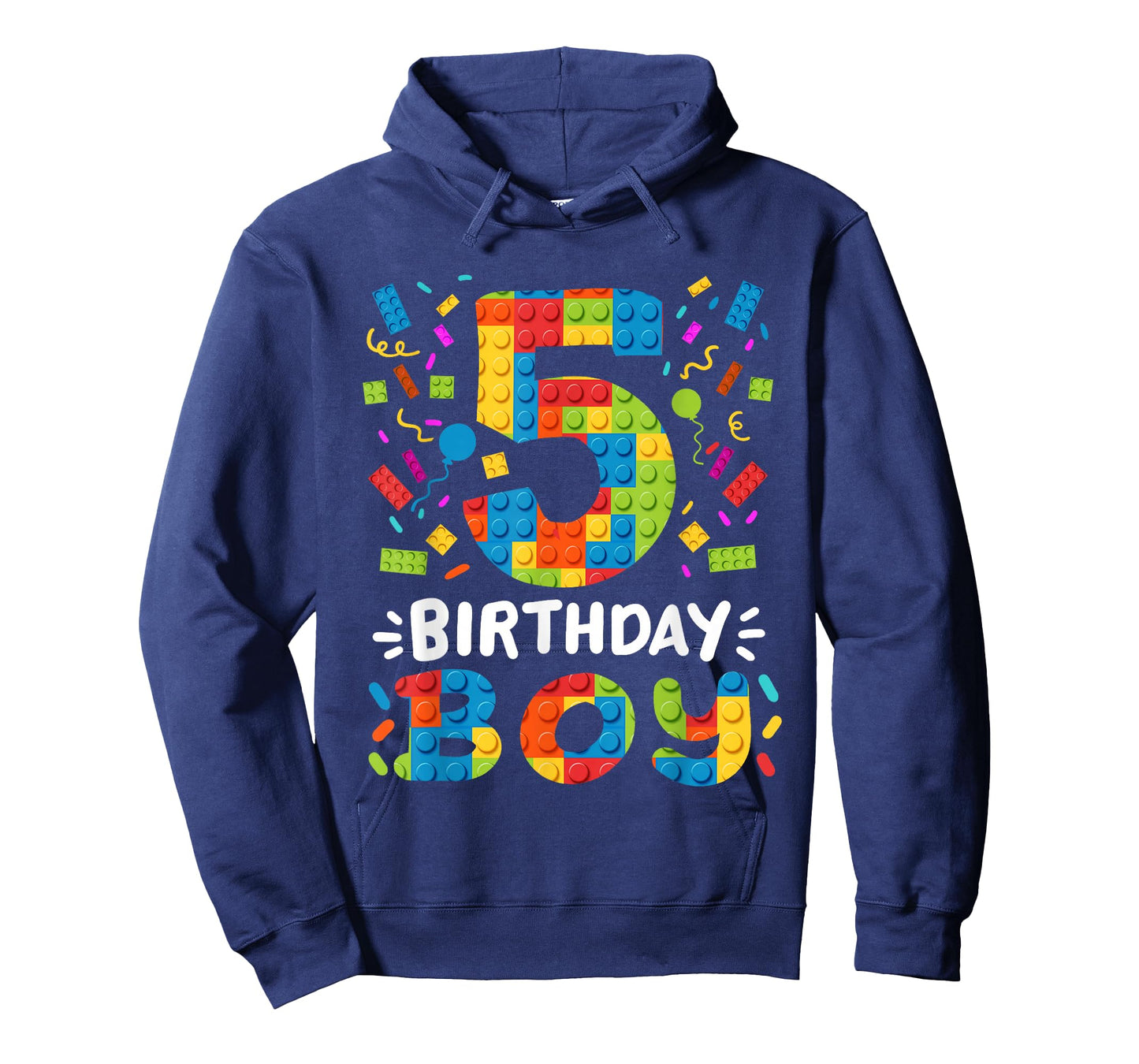 Kids 5 Years Old Building Blocks Builder 5th Birthday Boys T-Shirt