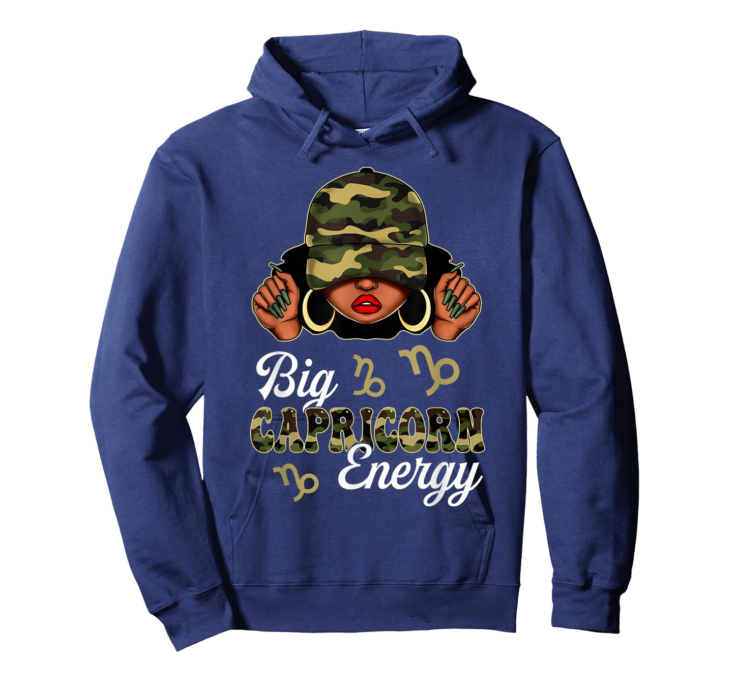 Big Capricorn Energy Black Woman Camouflage Zodiac Sign T-Shirt