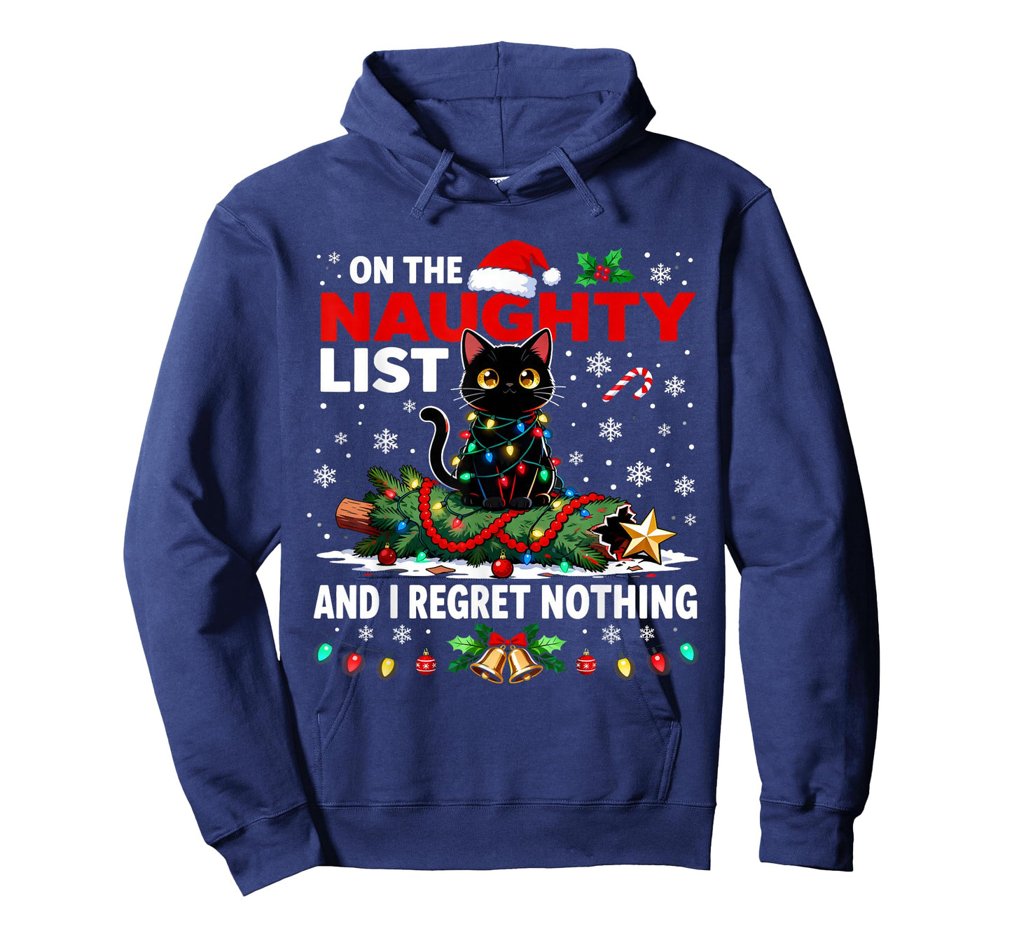 I Regret Nothing On The Naughty List Christmas Black Cat T-Shirt
