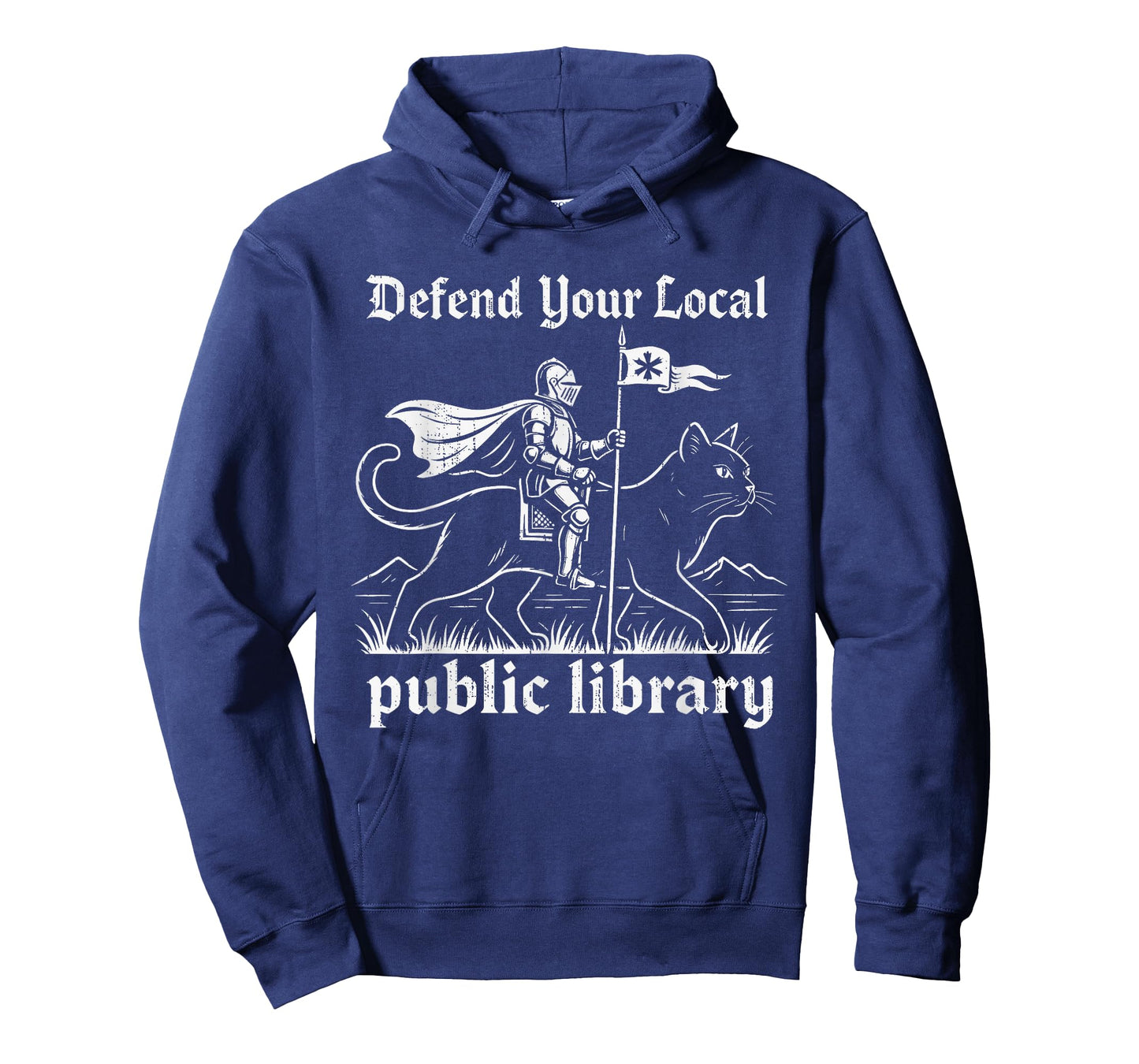 Funny Defend Your Local Public Library Fantasy Knight Cat T-Shirt