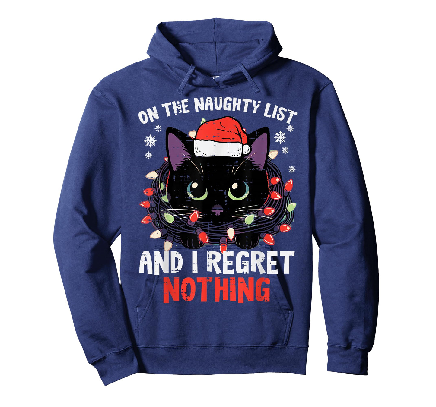Christmas Cat On Naughty List Funny Xmas Men Women Girls Kid T-Shirt