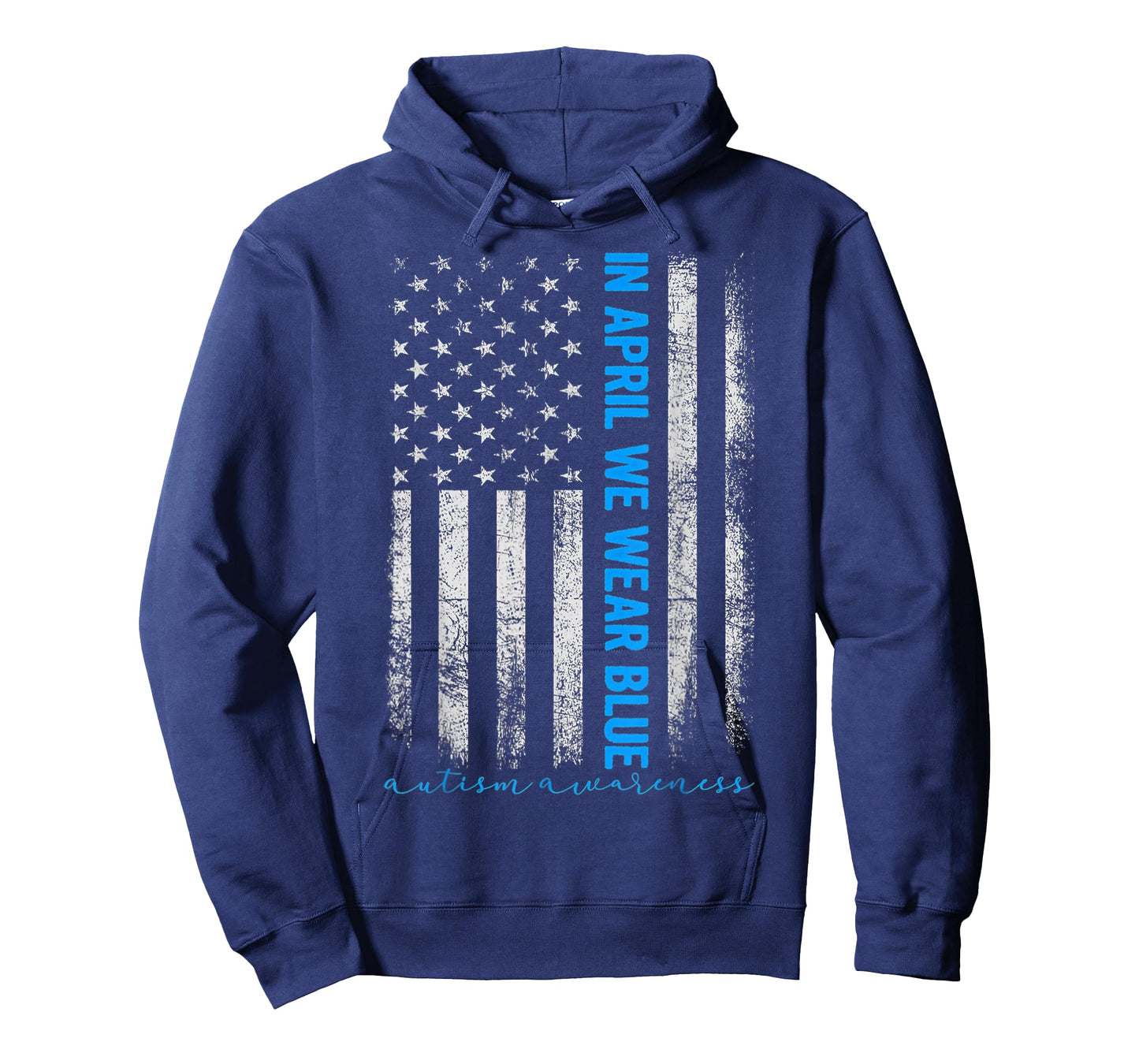 American USA Flag In April We Wear Blue Autism Awareness Women Kids Men T-Shirt