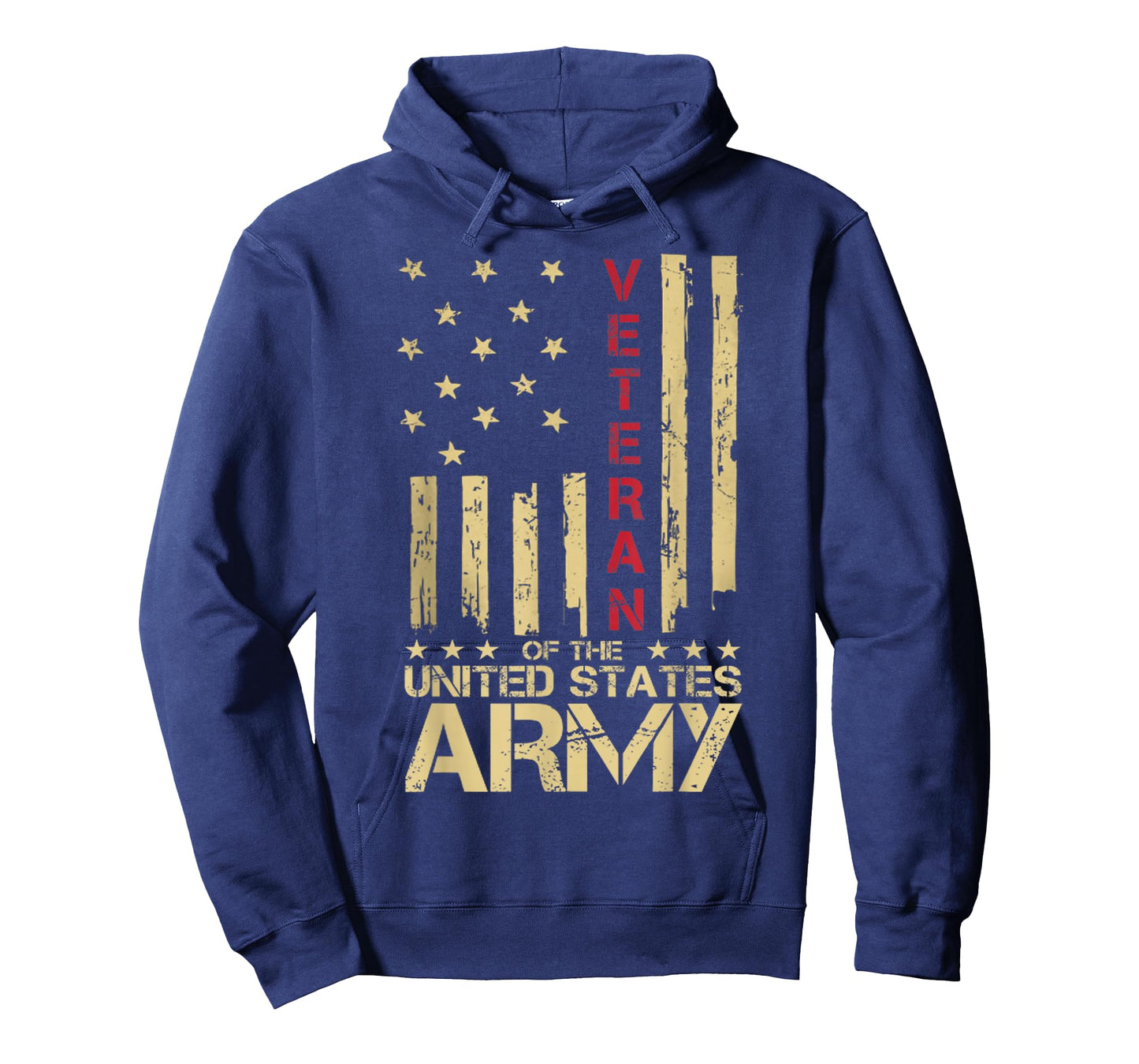 Patriotic U.S Army Veteran Red Line American Flag Vintage T-Shirt Small